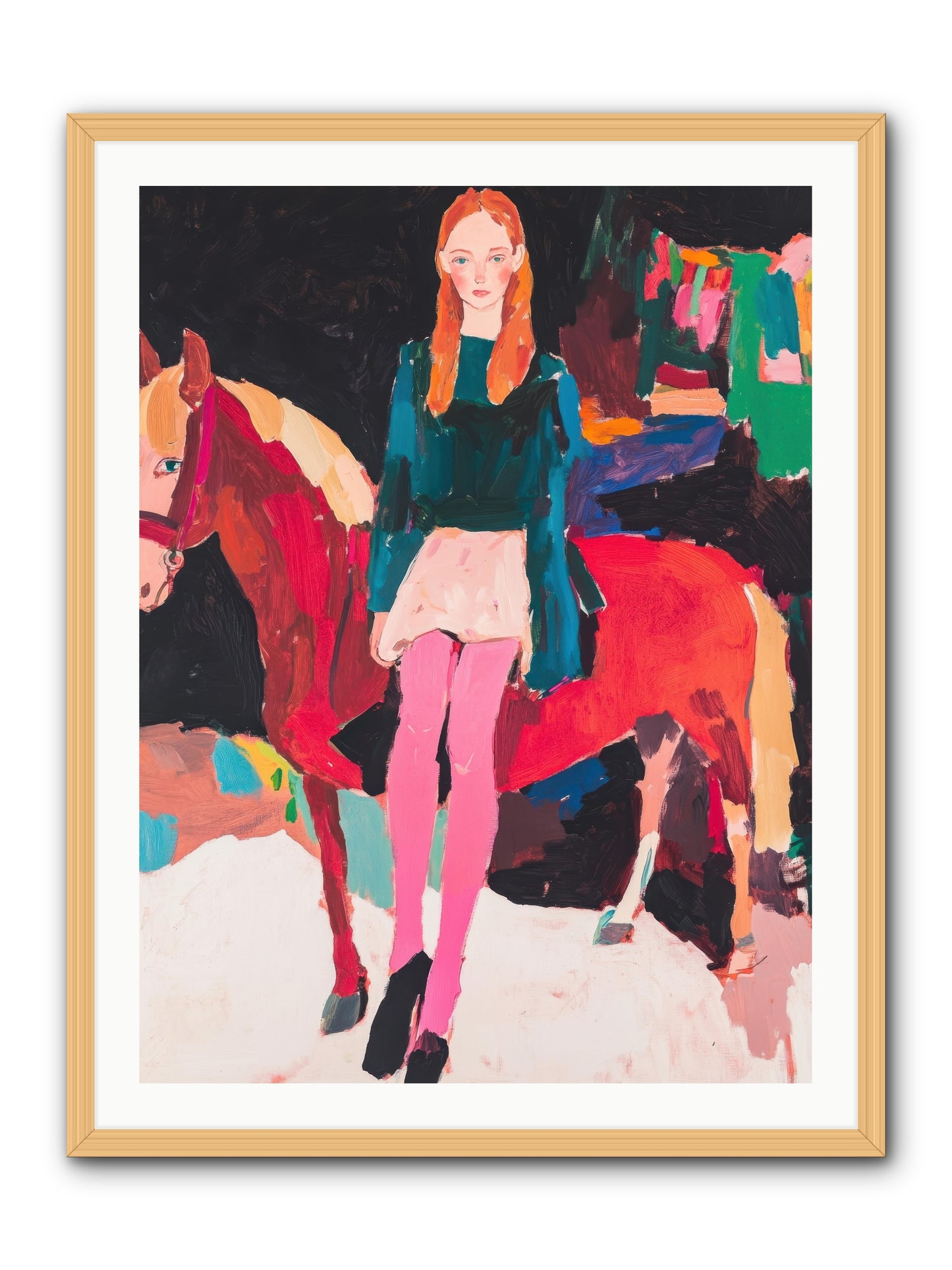 Ruby Hoofbeats -- Framed Print - Natural 30x40