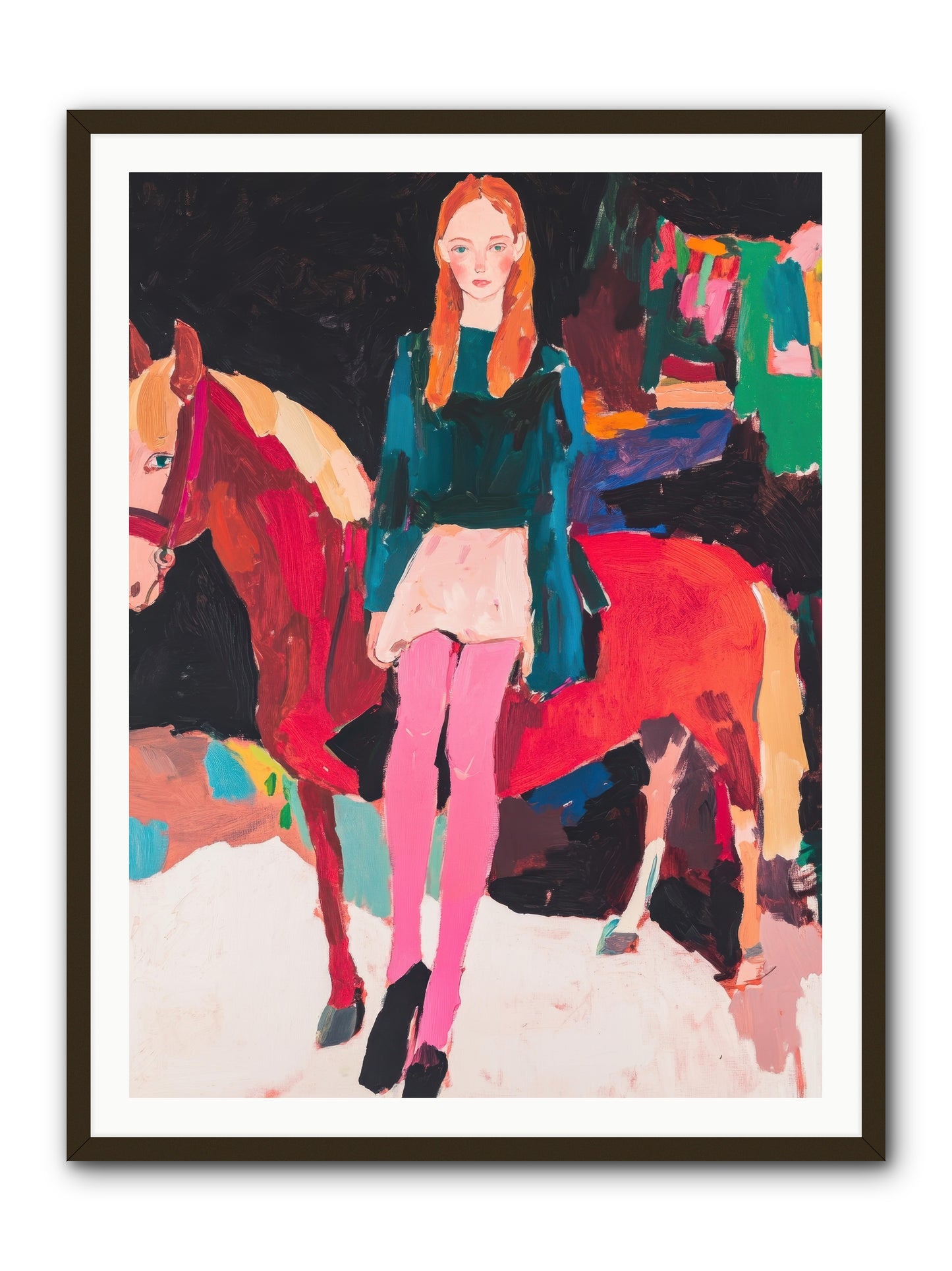 Ruby Hoofbeats -- Framed Print - Black 36x48