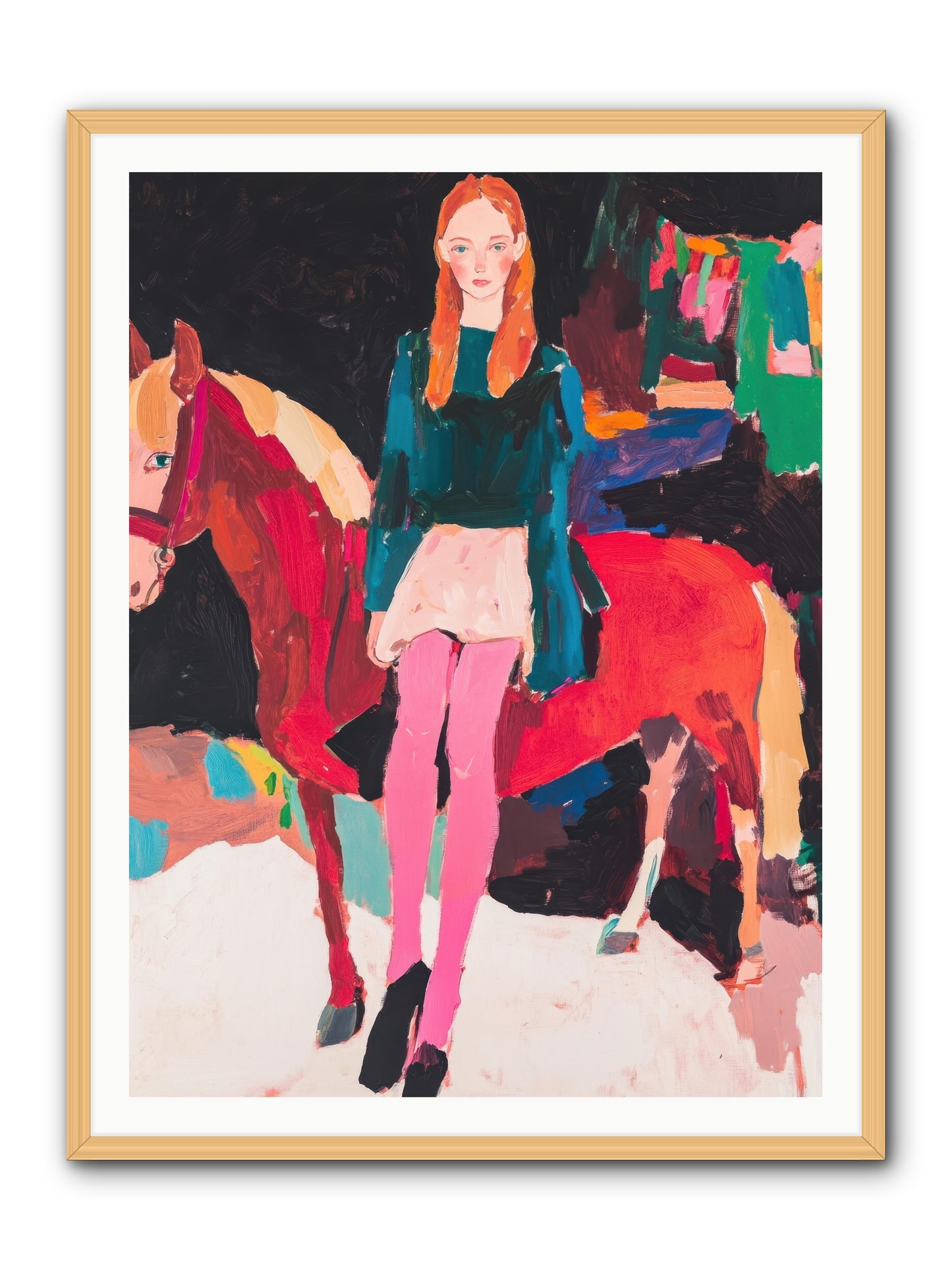 Ruby Hoofbeats -- Framed Print - Natural 36x48