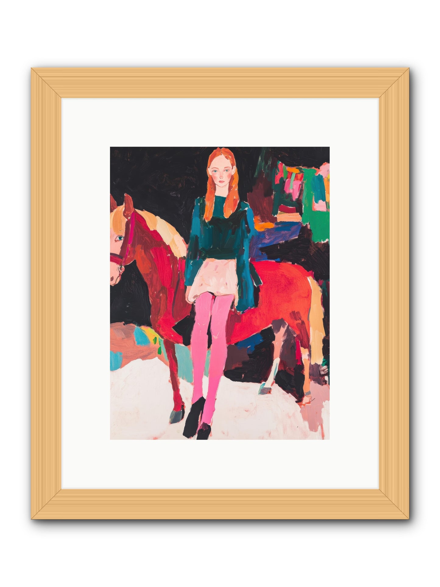 Ruby Hoofbeats -- Framed Print - Natural 9x12