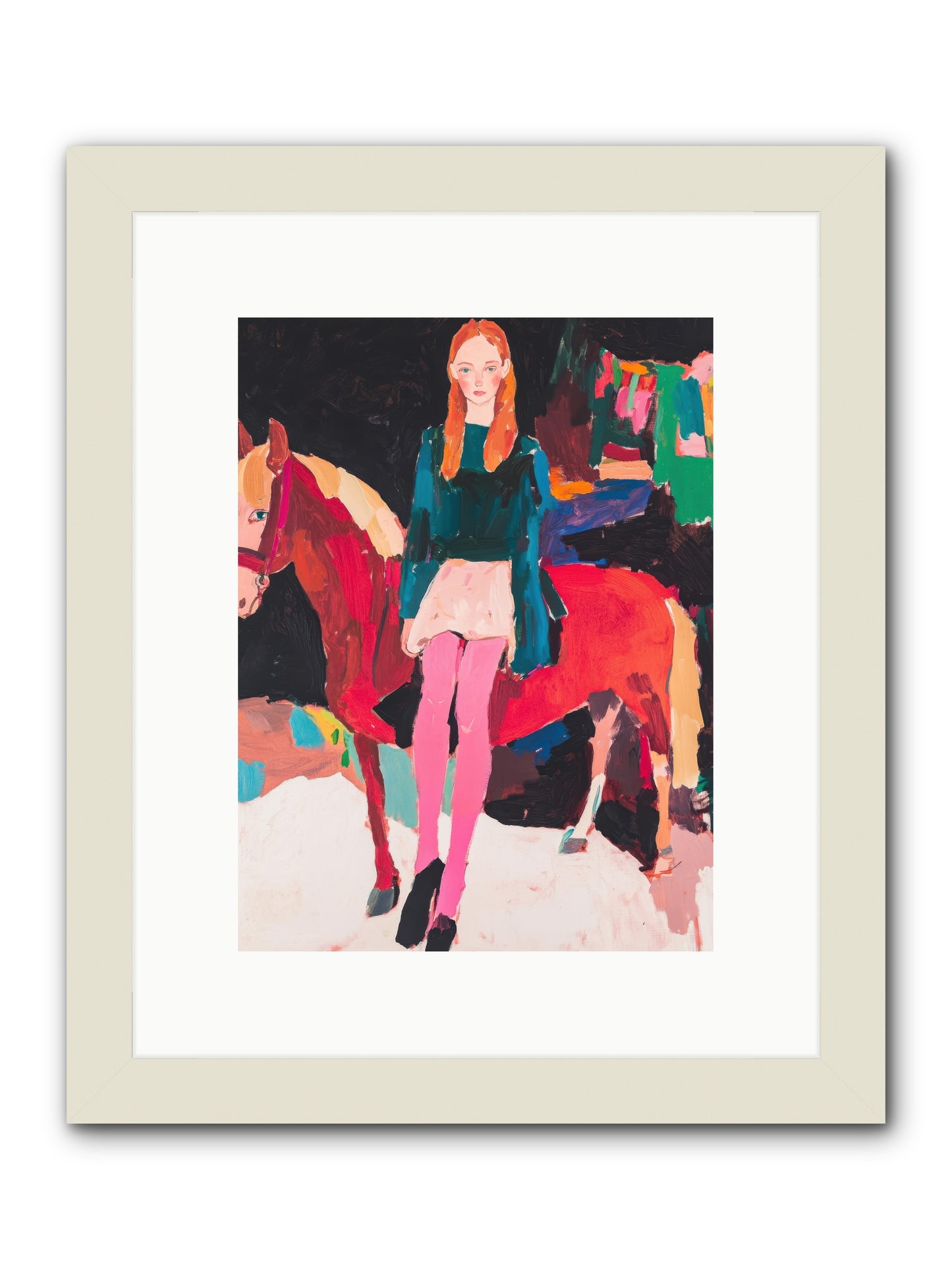 Ruby Hoofbeats -- Framed Print - White 9x12