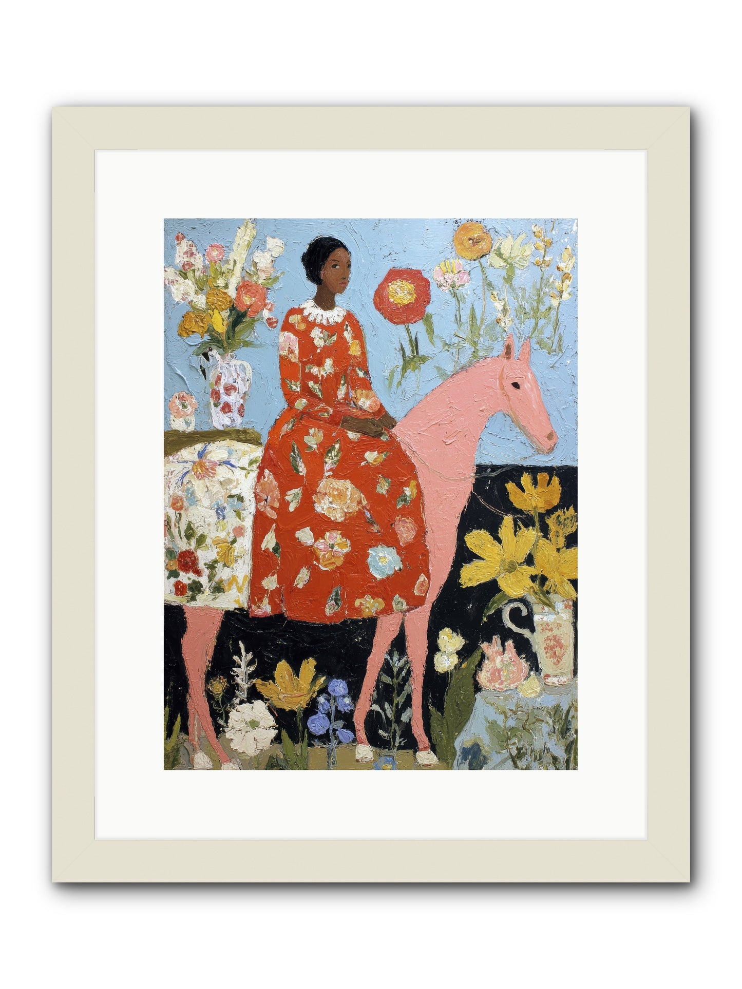 Ruby Lace & Morning -REZ -- Framed Print - White 12x16