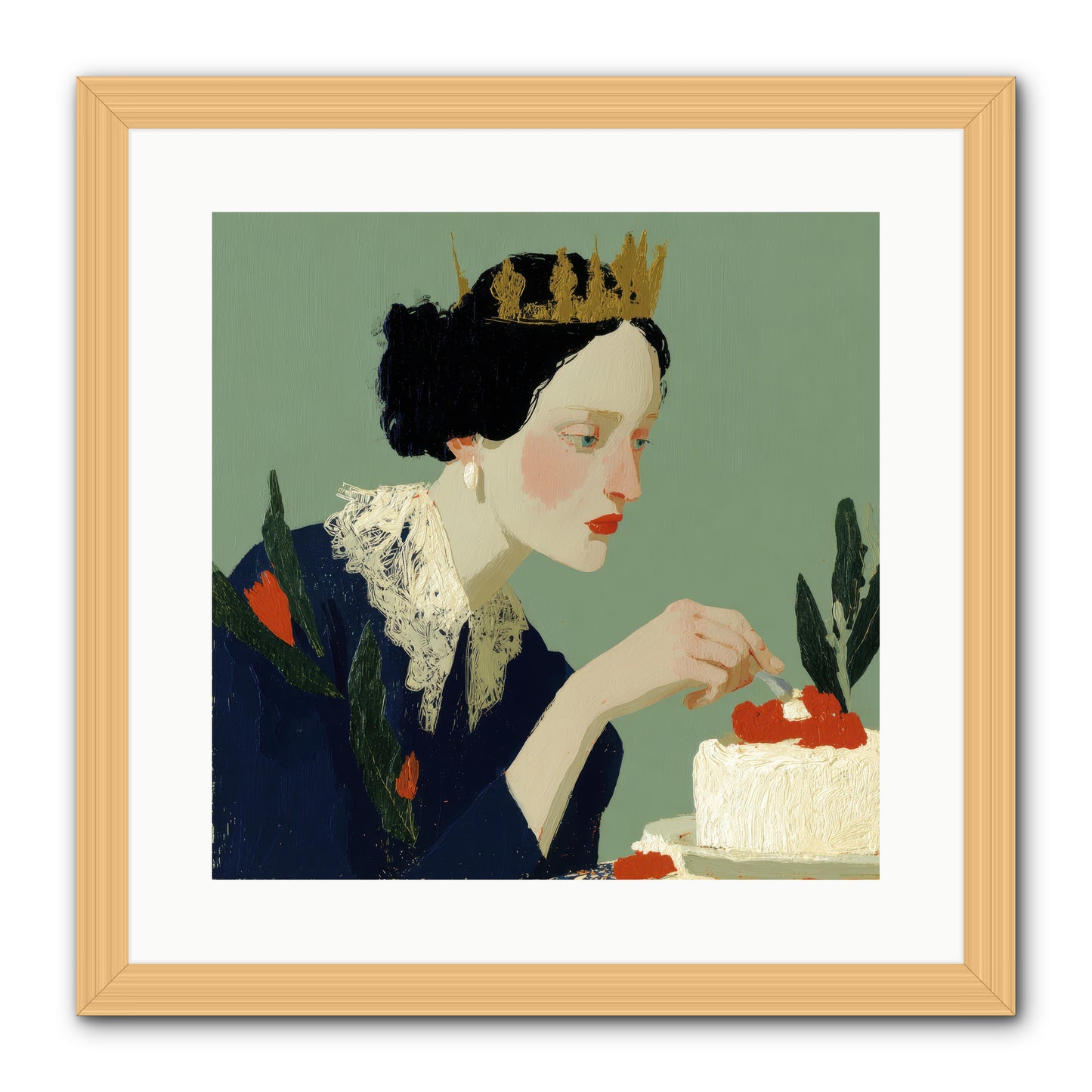Ruled with Sweetness -- Framed Print - Natural 16x16