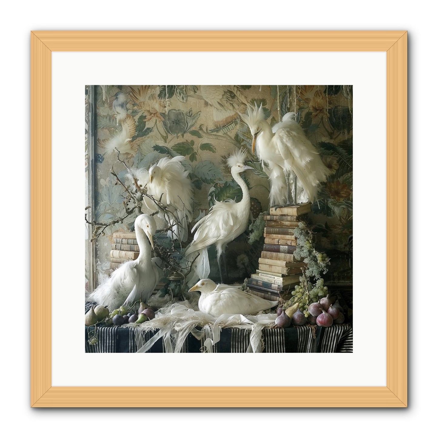 Salon des Oiseaux Rêveurs -- Framed Print - Natural 16x16