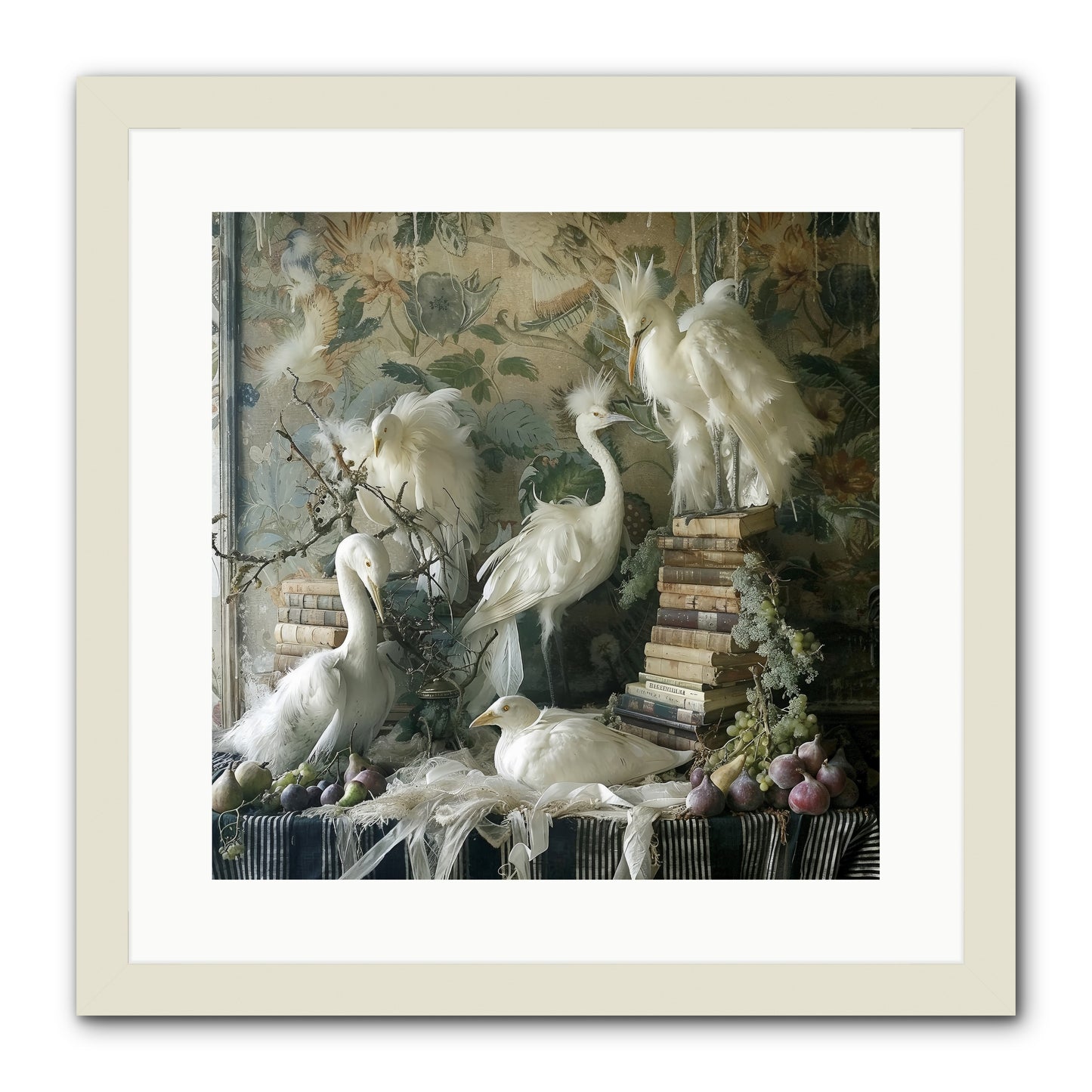 Salon des Oiseaux Rêveurs -- Framed Print - White 16x16