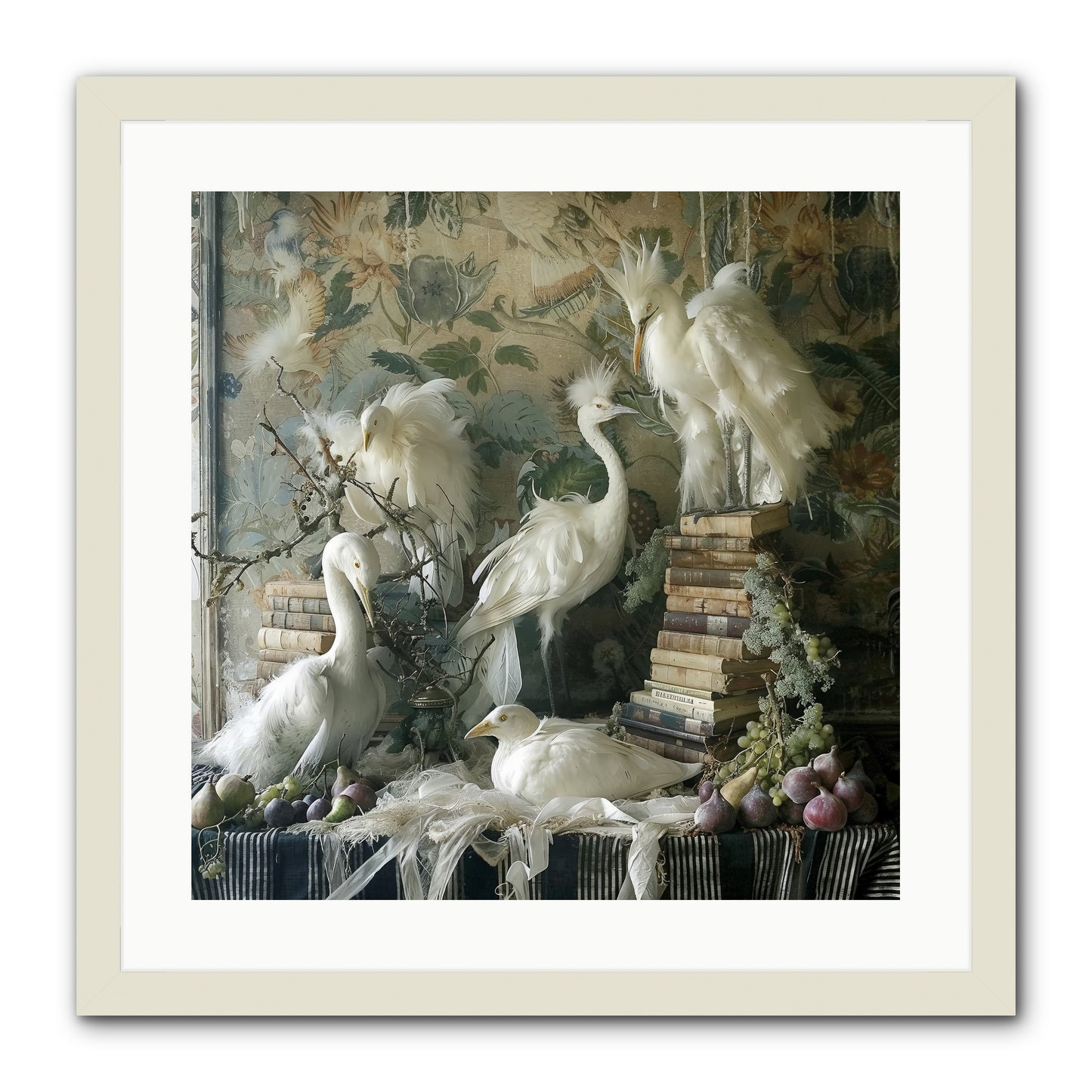 Salon des Oiseaux Rêveurs -- Framed Print - White 20x20