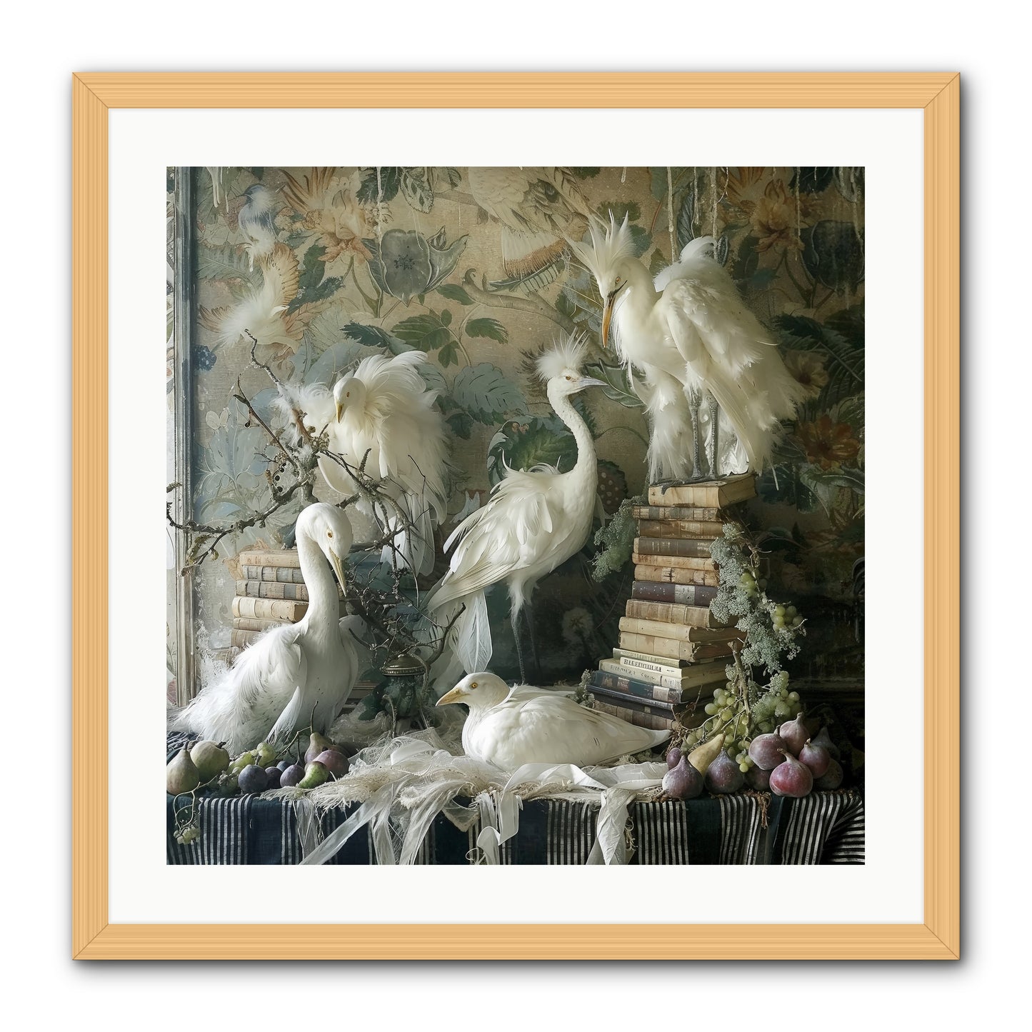 Salon des Oiseaux Rêveurs -- Framed Print - Natural 24x24