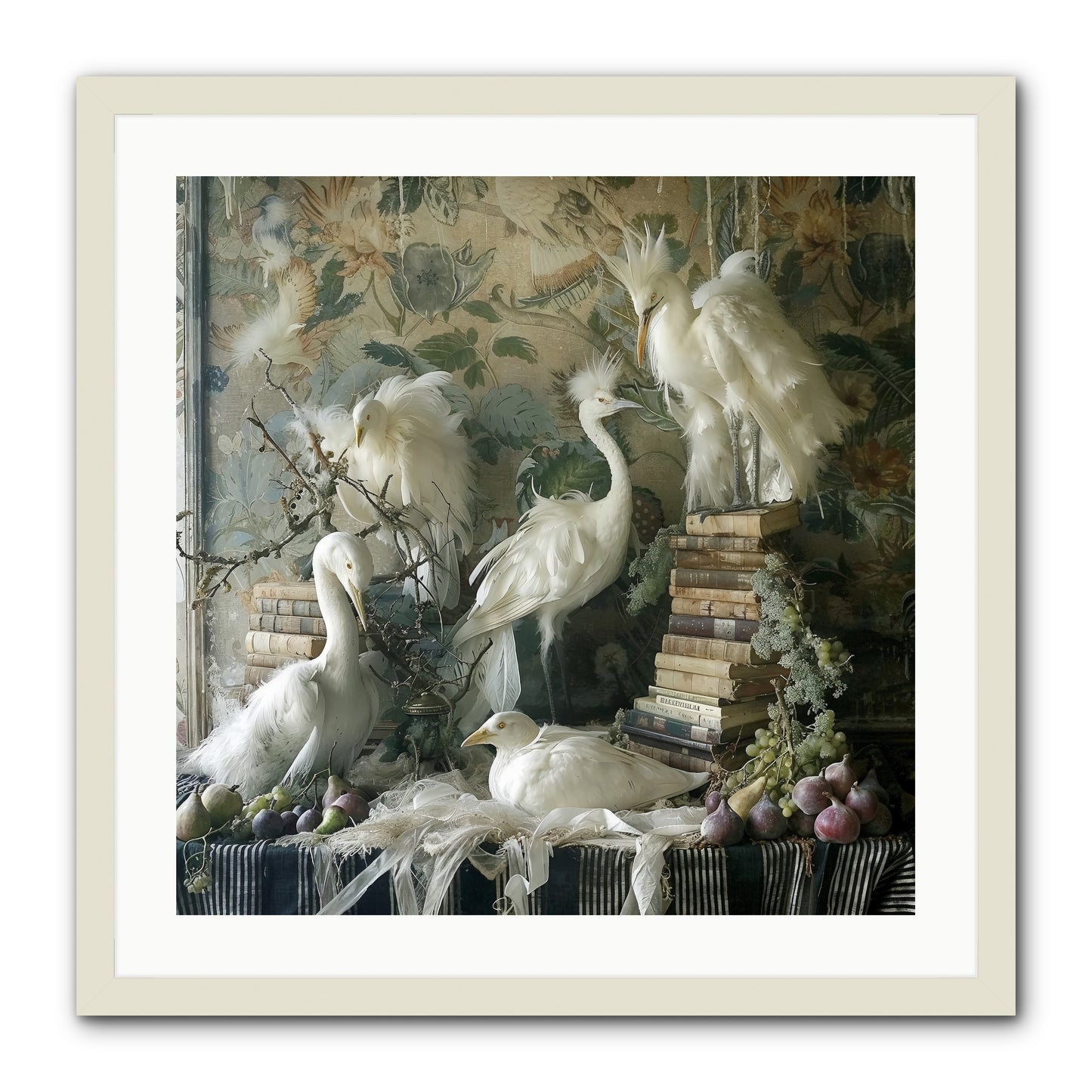 Salon des Oiseaux Rêveurs -- Framed Print - White 24x24
