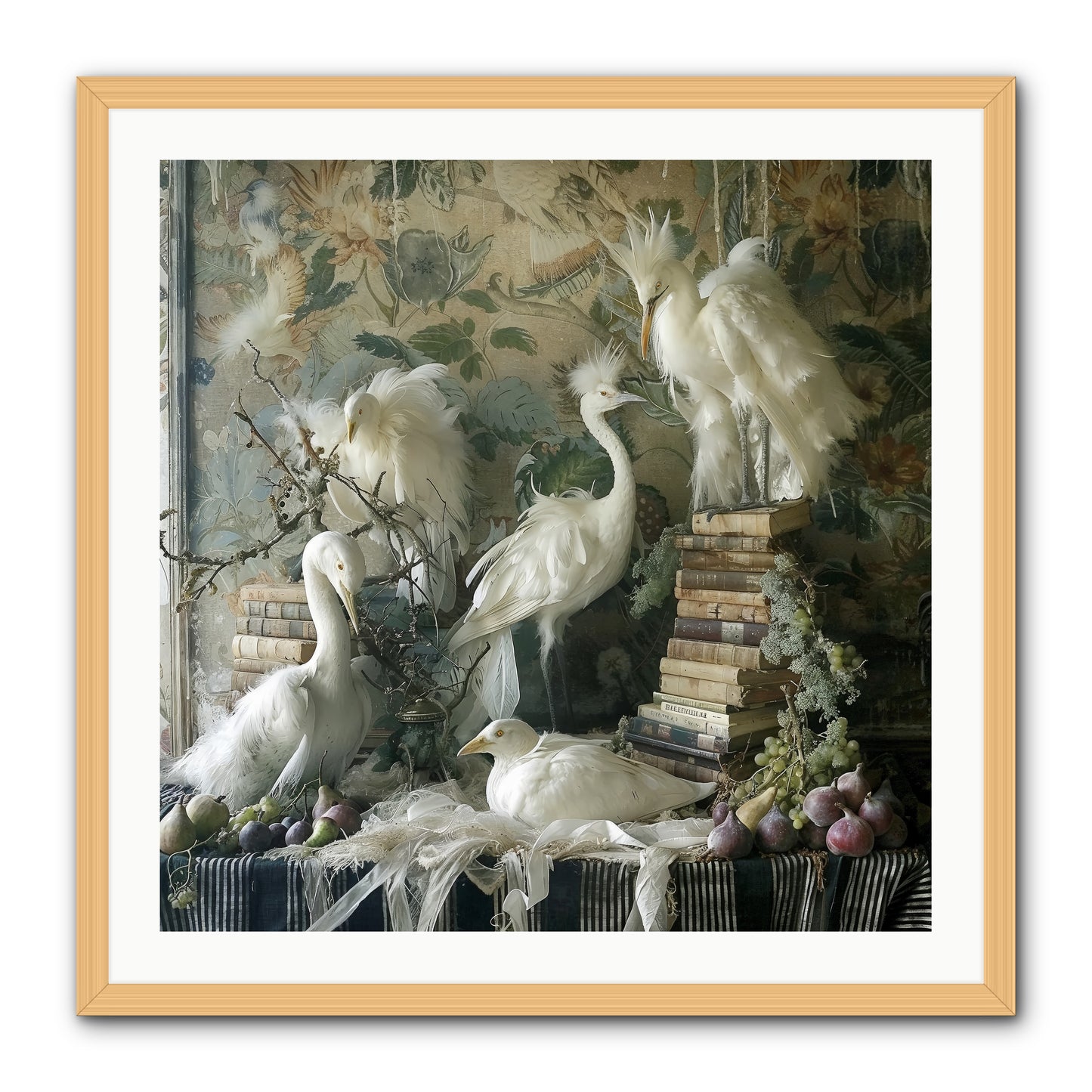 Salon des Oiseaux Rêveurs -- Framed Print - Natural 30x30