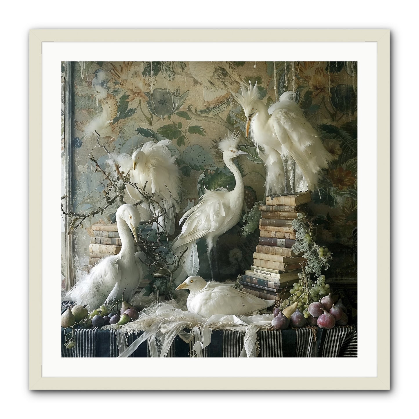 Salon des Oiseaux Rêveurs -- Framed Print - White 30x30