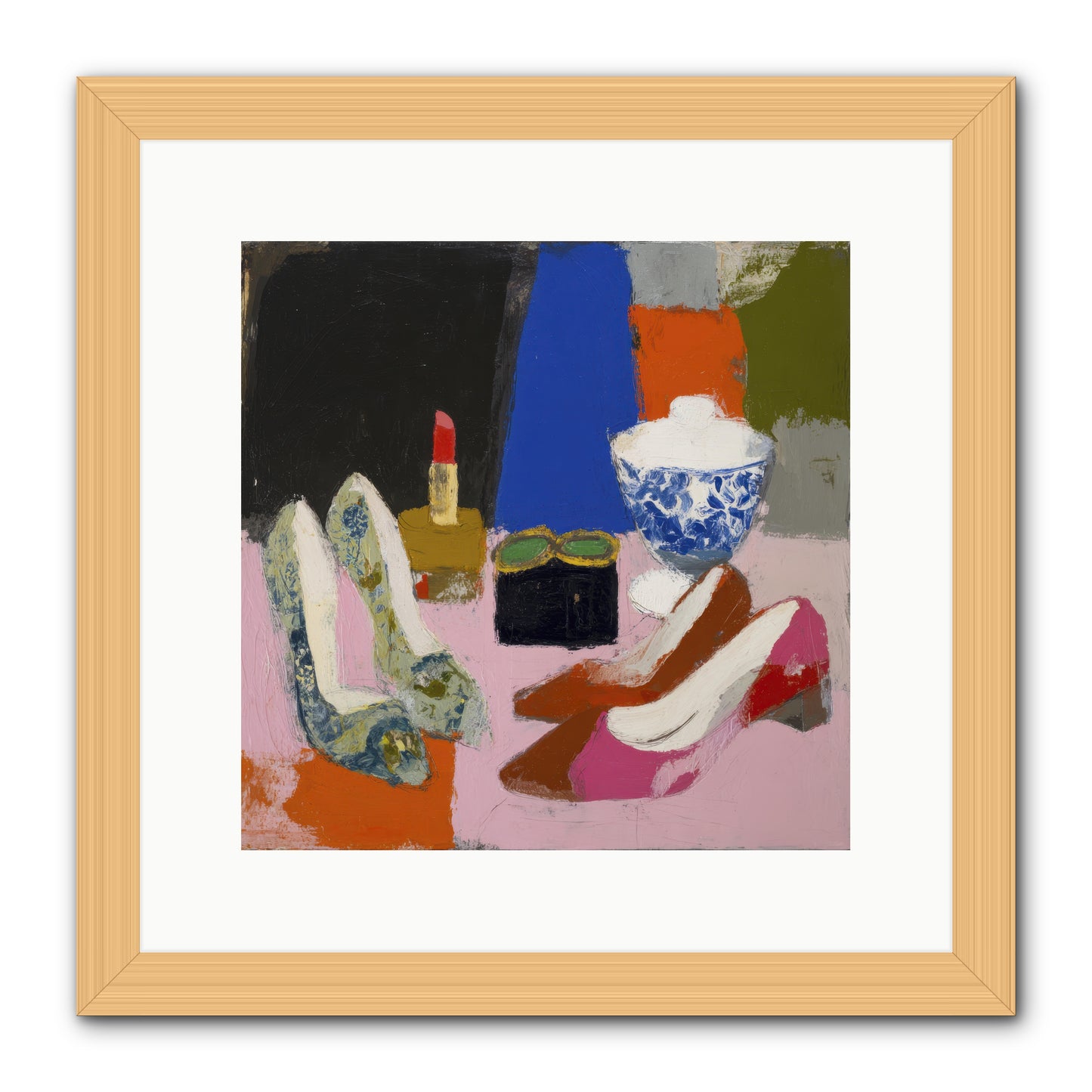 Saturday Night Essentials -- Framed Print - Natural 12x12