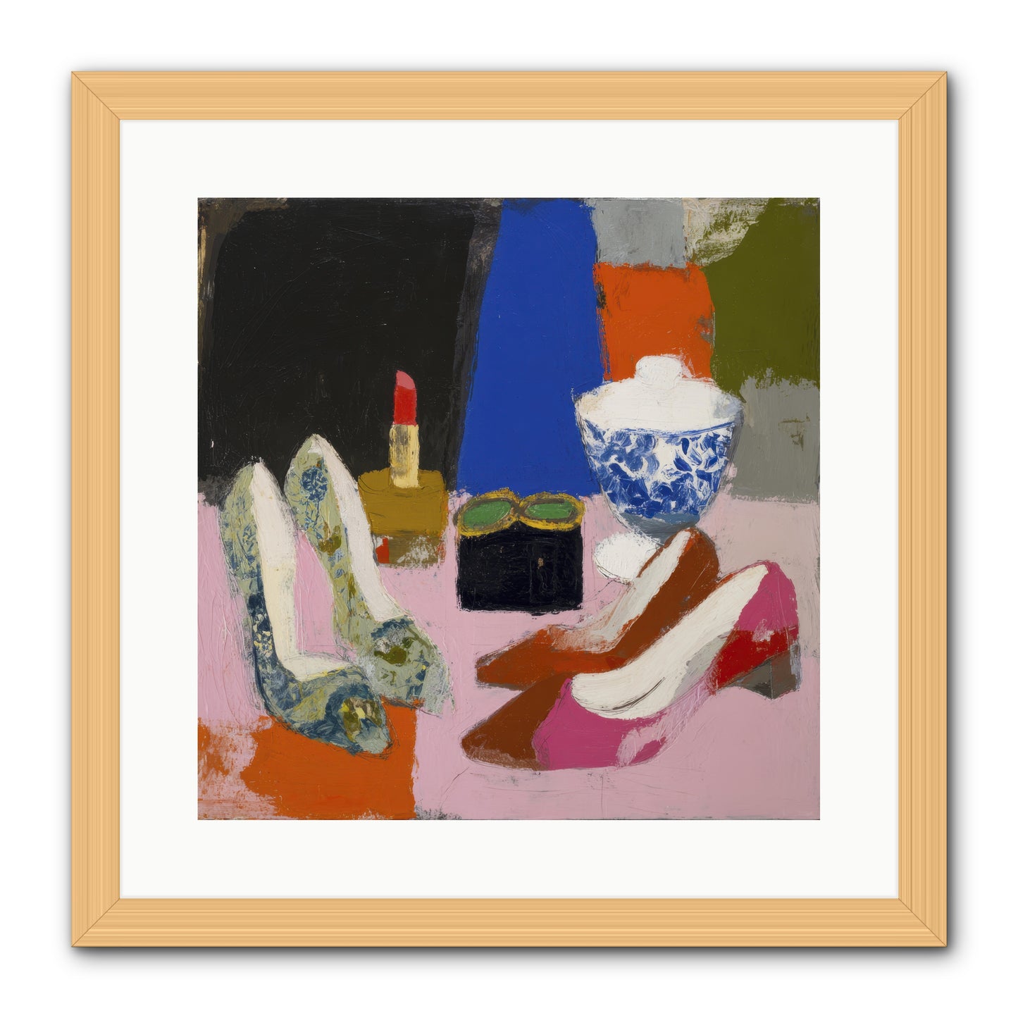 Saturday Night Essentials -- Framed Print - Natural 16x16