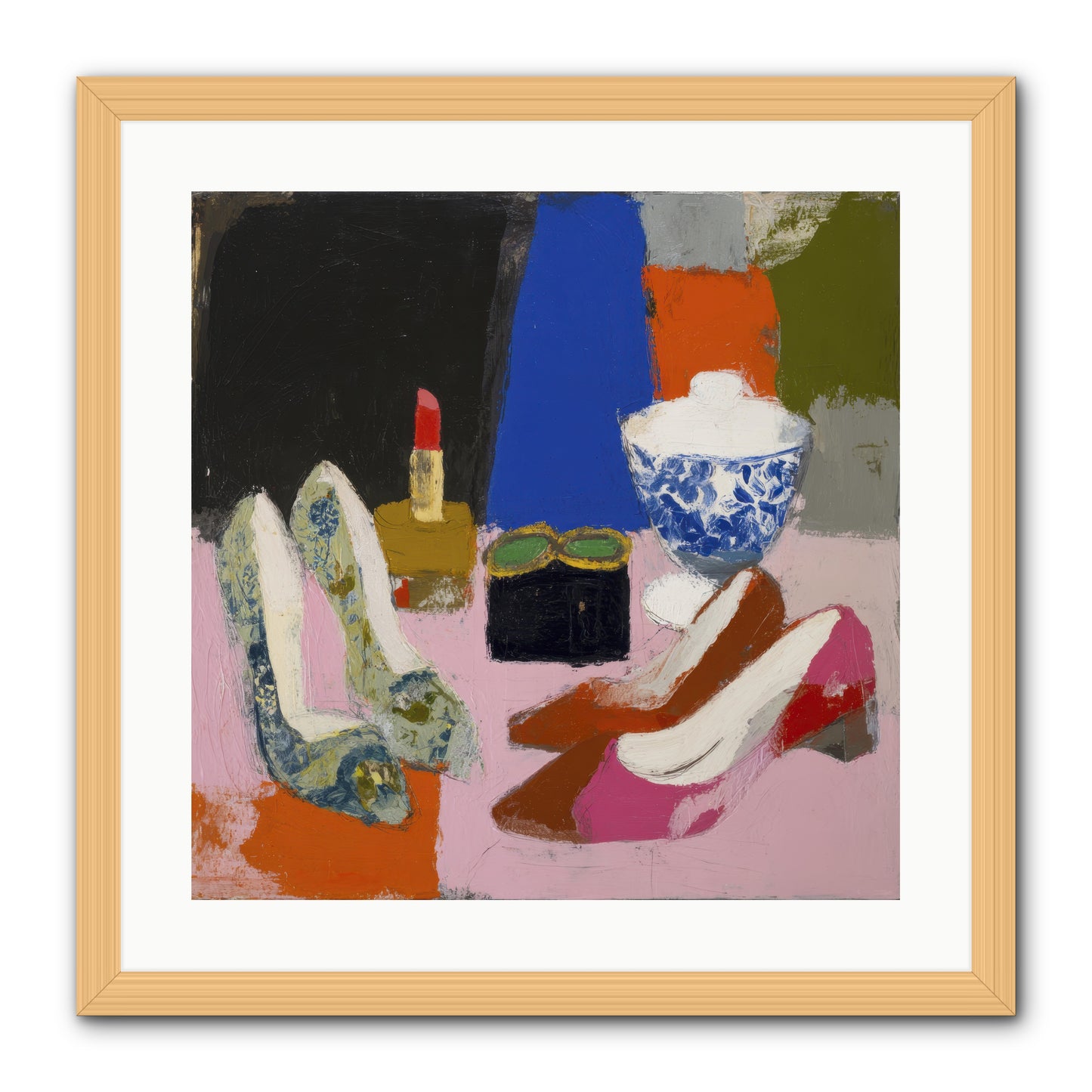 Saturday Night Essentials -- Framed Print - Natural 20x20