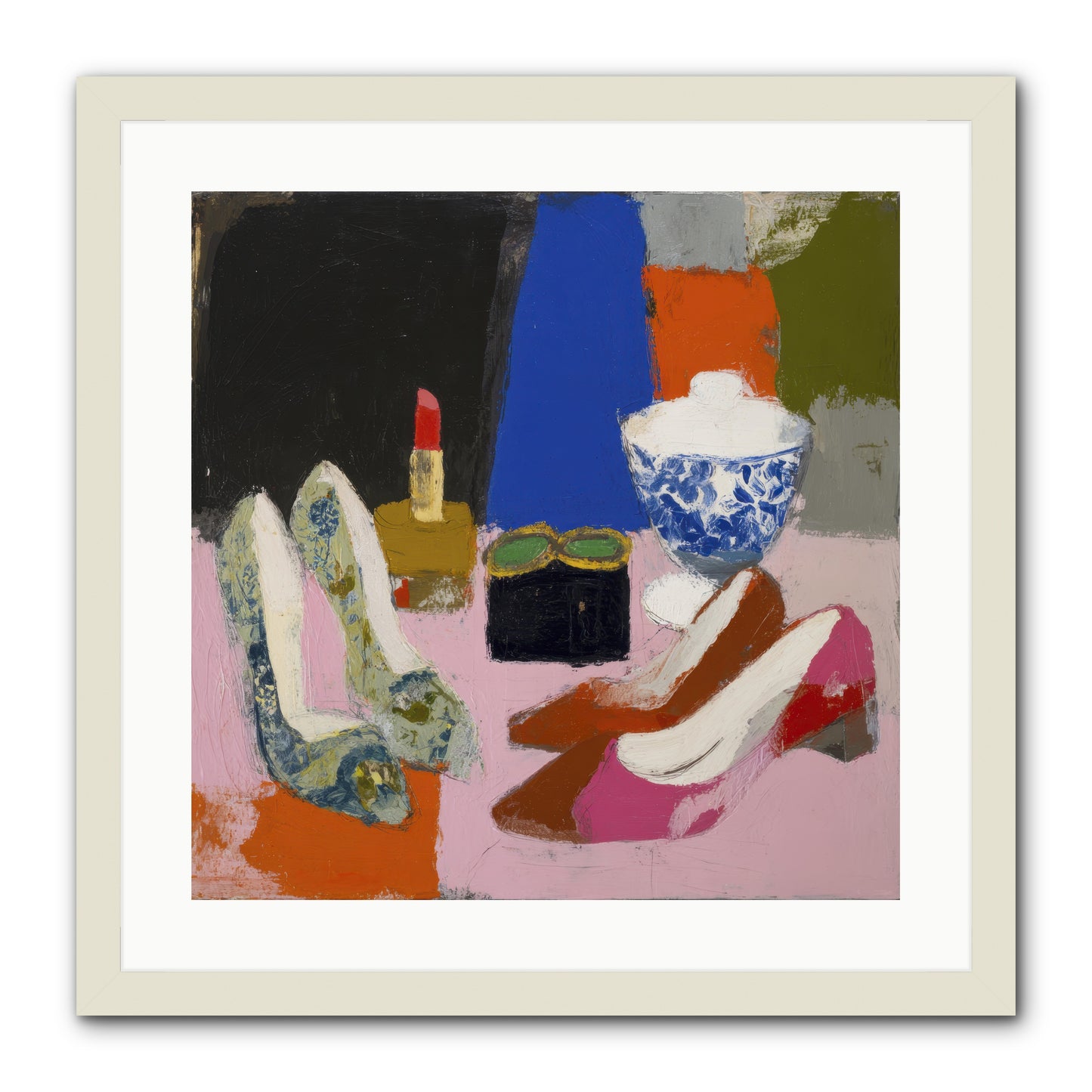 Saturday Night Essentials -- Framed Print - White 20x20