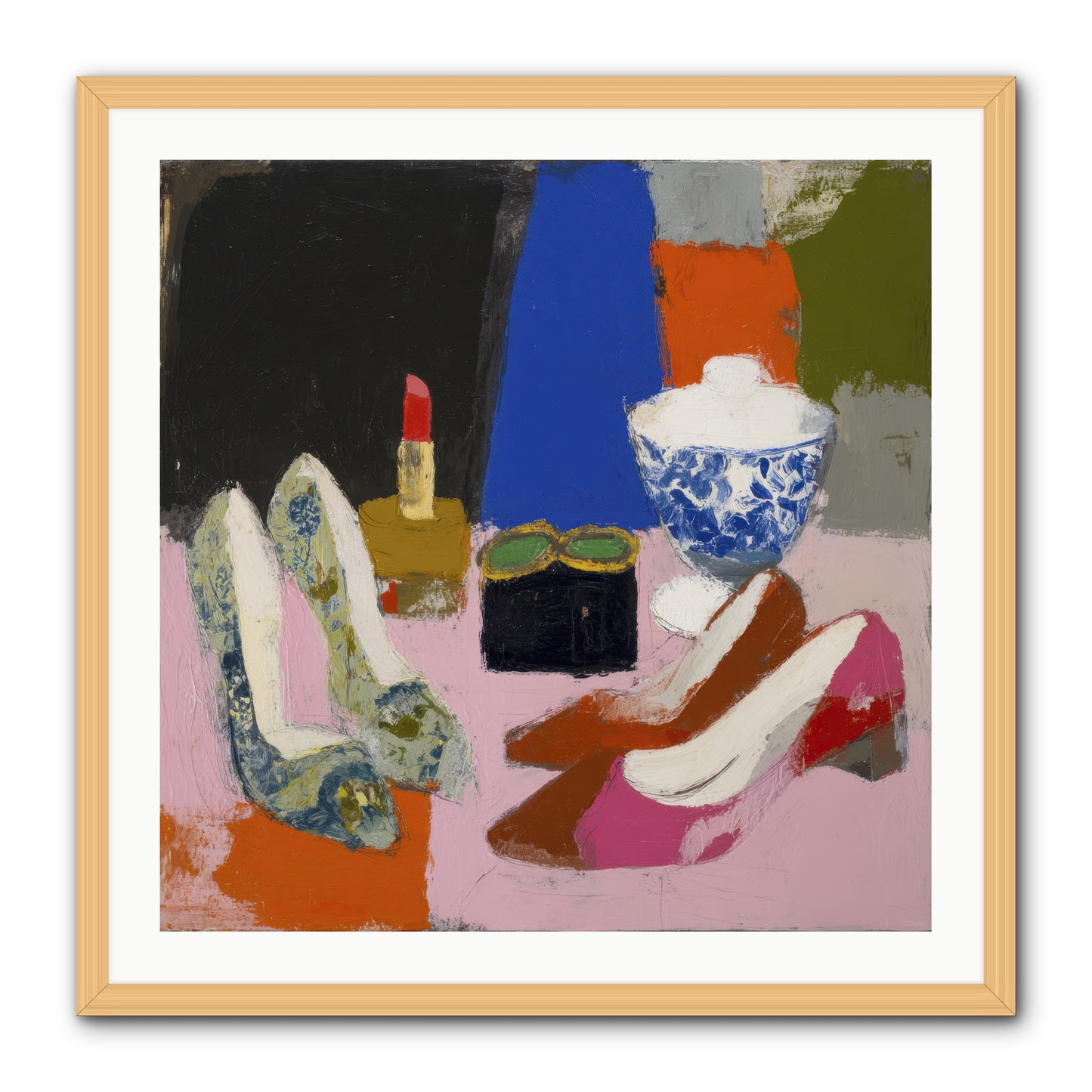 Saturday Night Essentials -- Framed Print - Natural 30x30