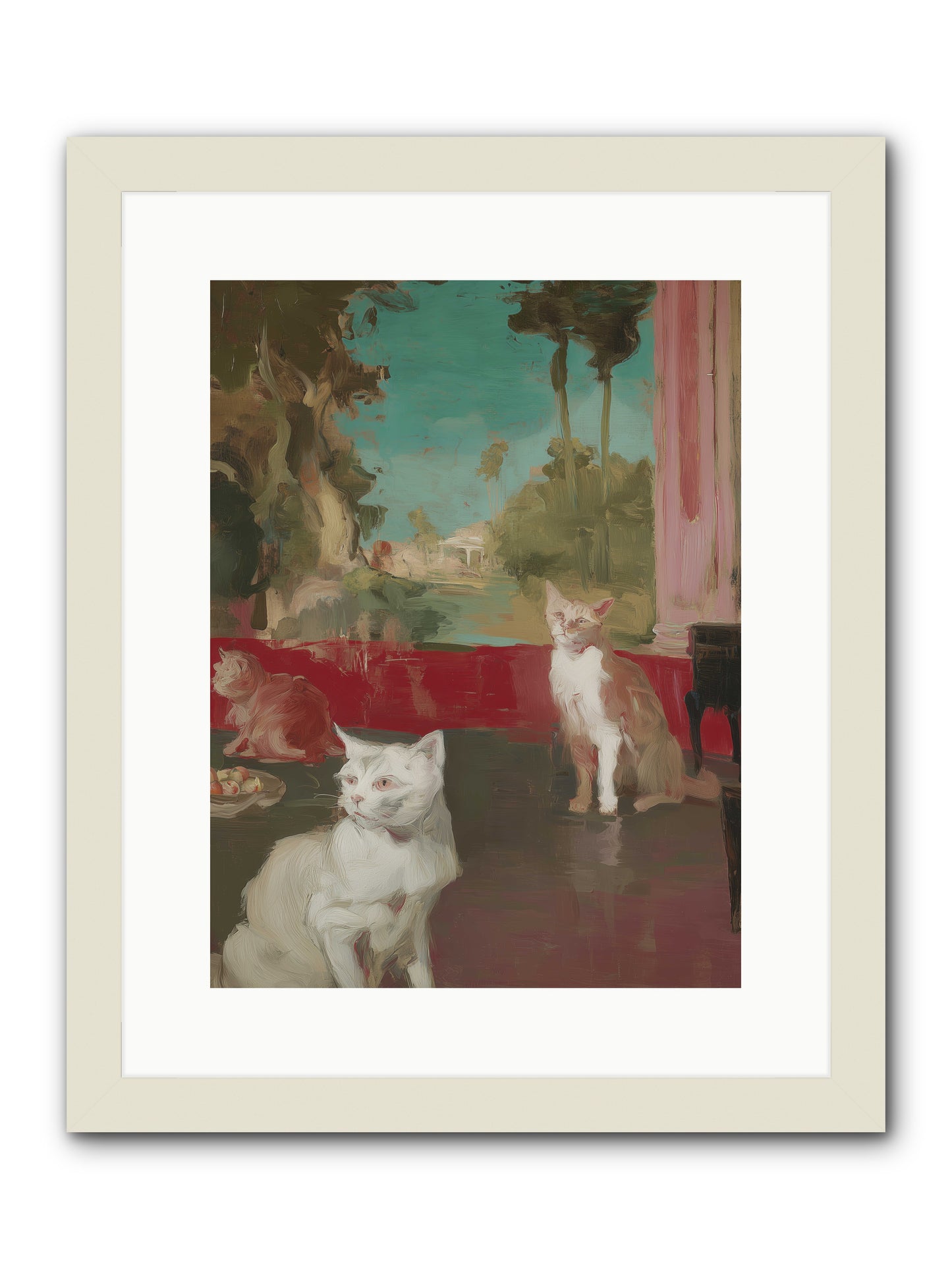 Saturday's Velvet Visitors -- Framed Print - White 12x16