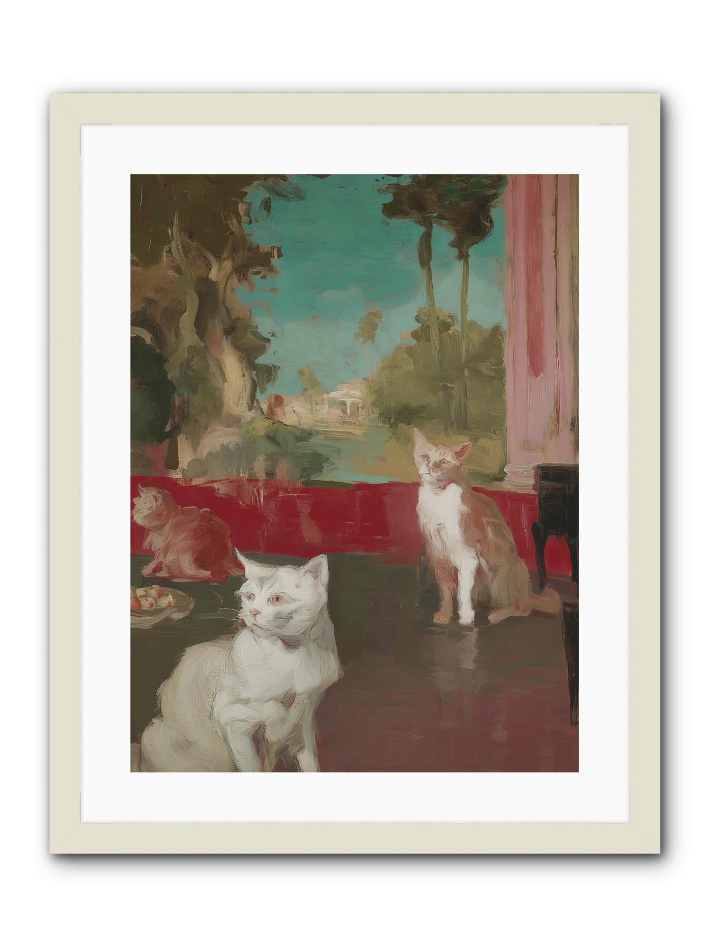 Saturday's Velvet Visitors -- Framed Print - White 18x24