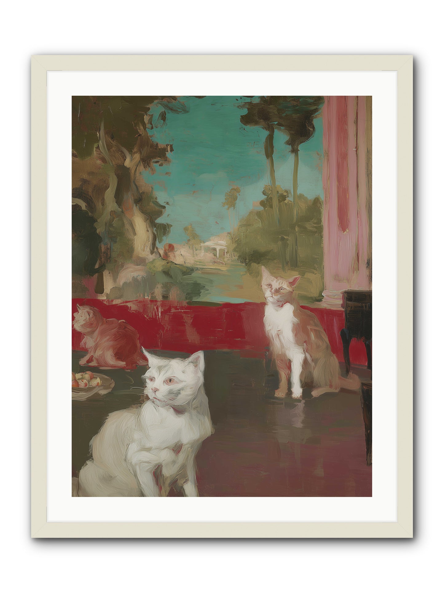 Saturday's Velvet Visitors -- Framed Print - White 24x32