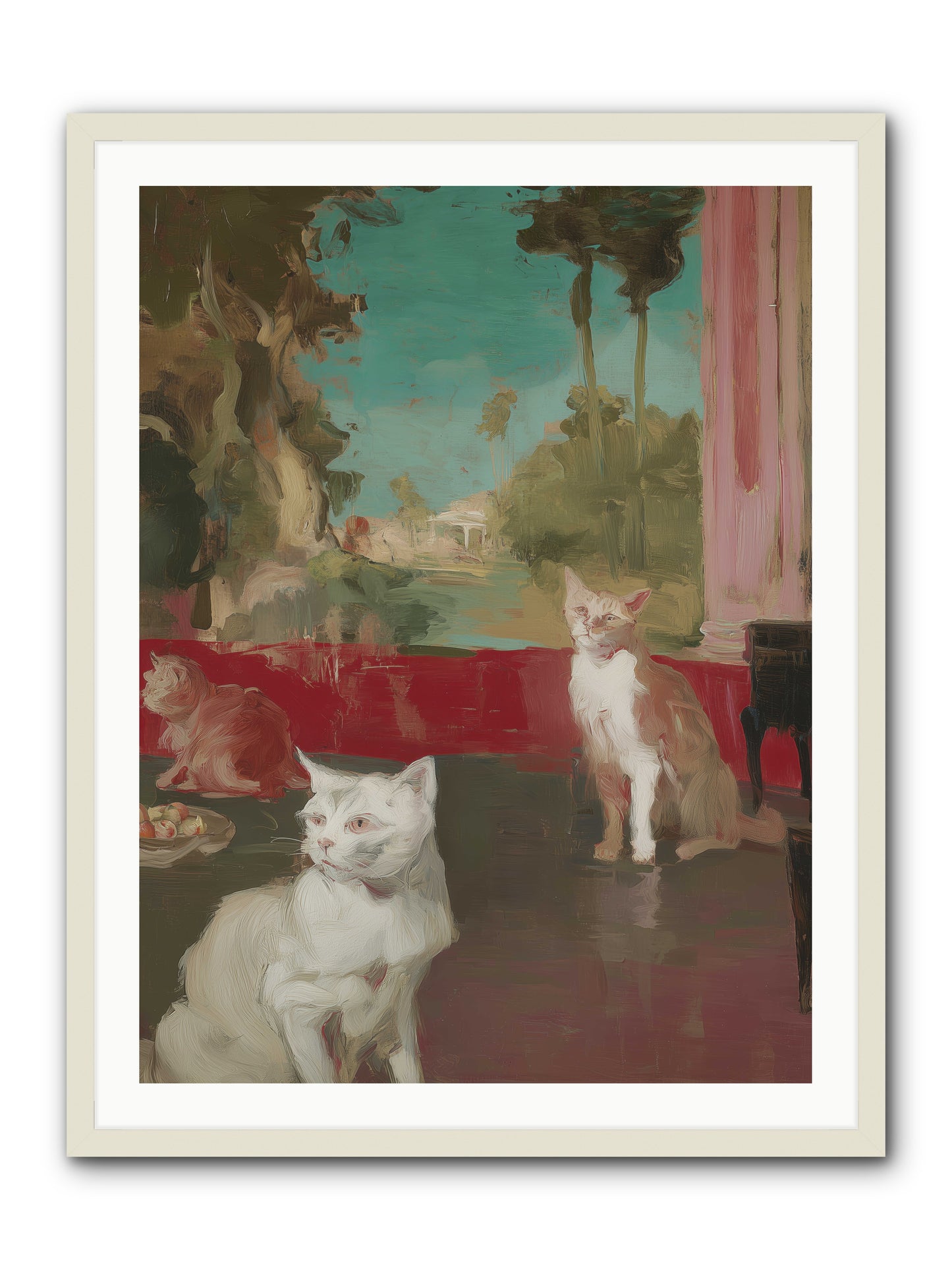 Saturday's Velvet Visitors -- Framed Print - White 30x40