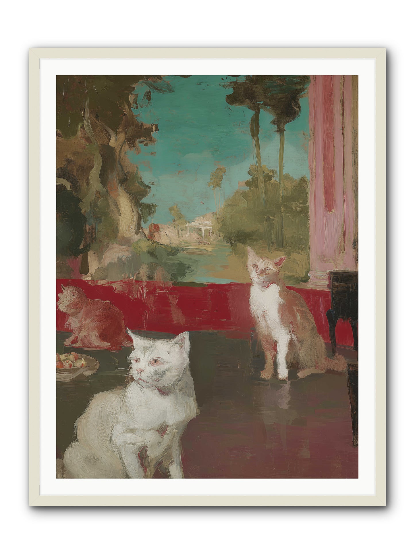Saturday's Velvet Visitors -- Framed Print - White 36x48