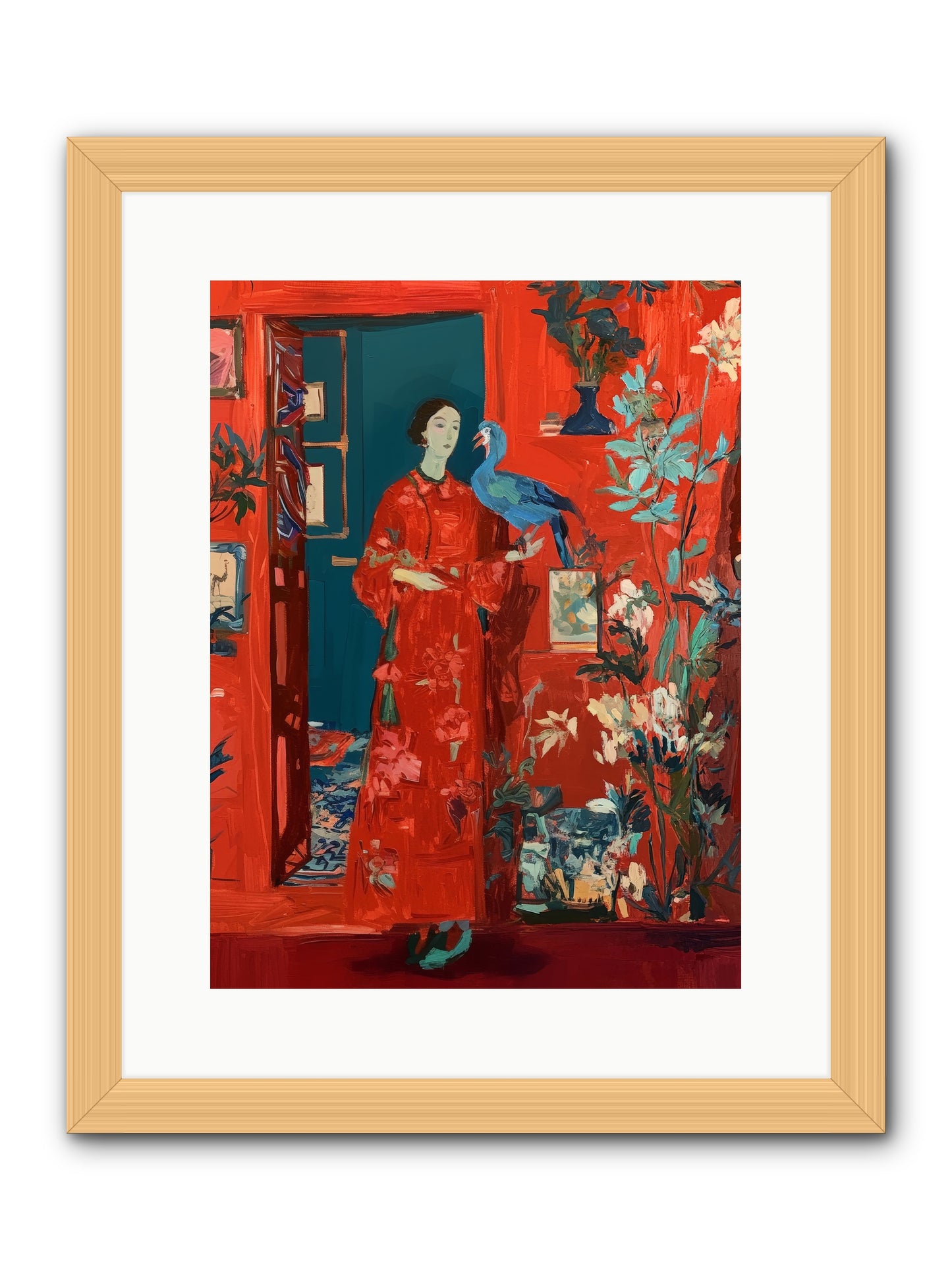 Scarlet Season -- Framed Print - Natural 12x16