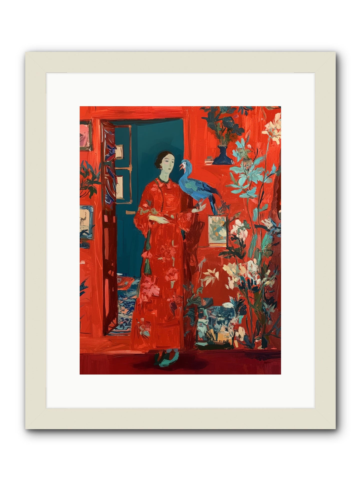 Scarlet Season -- Framed Print - White 12x16