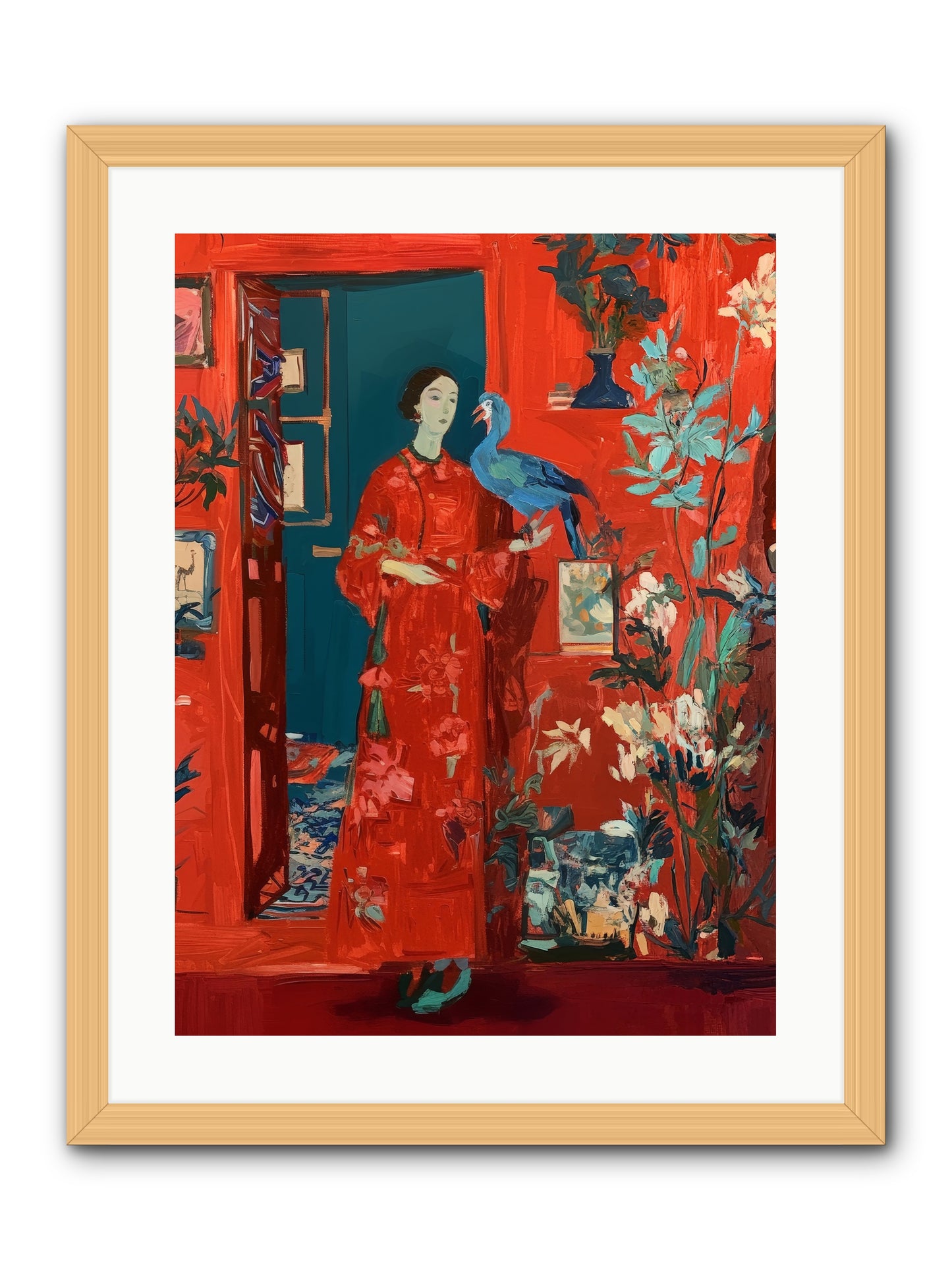 Scarlet Season -- Framed Print - Natural 18x24