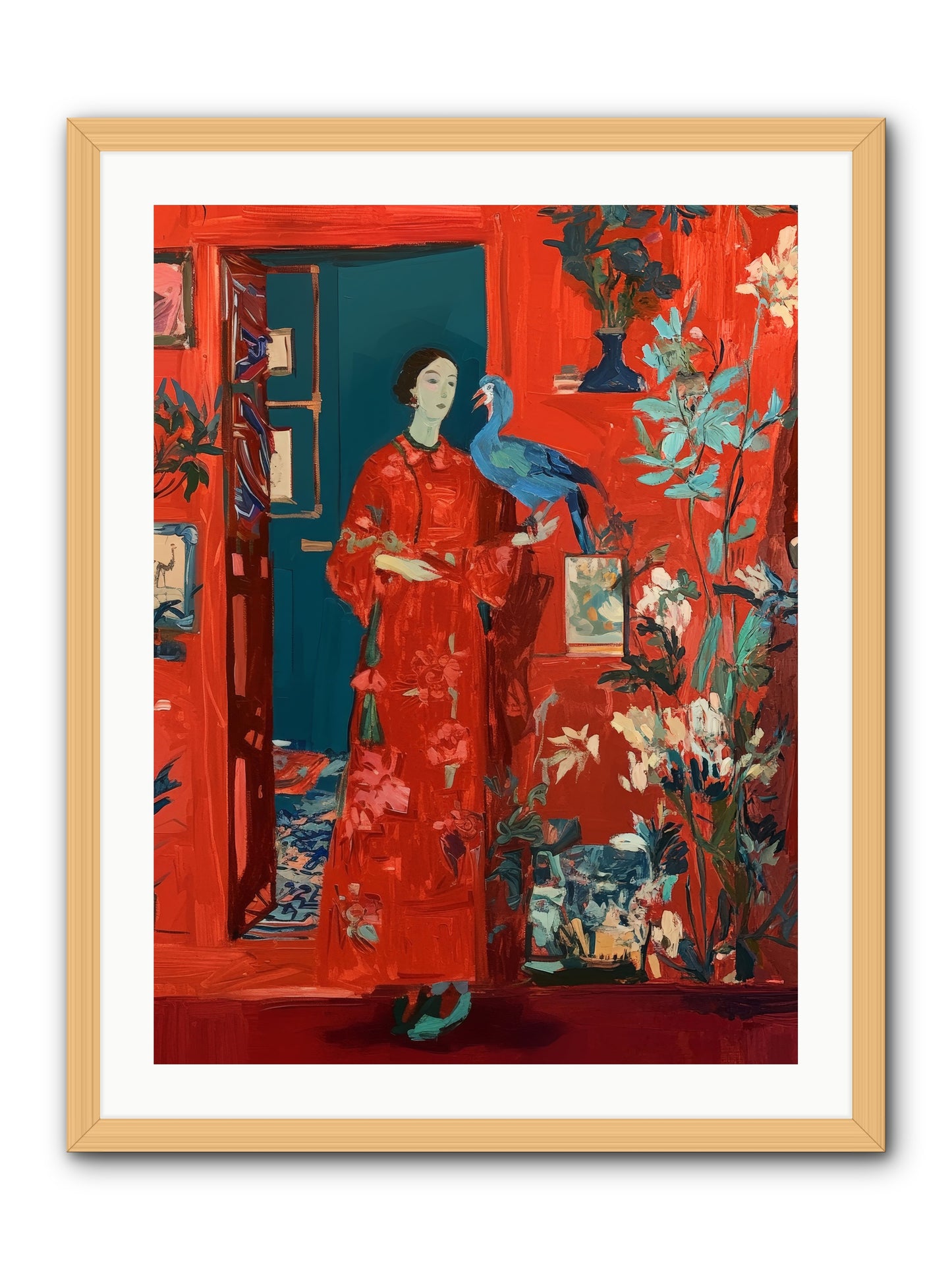 Scarlet Season -- Framed Print - Natural 24x32