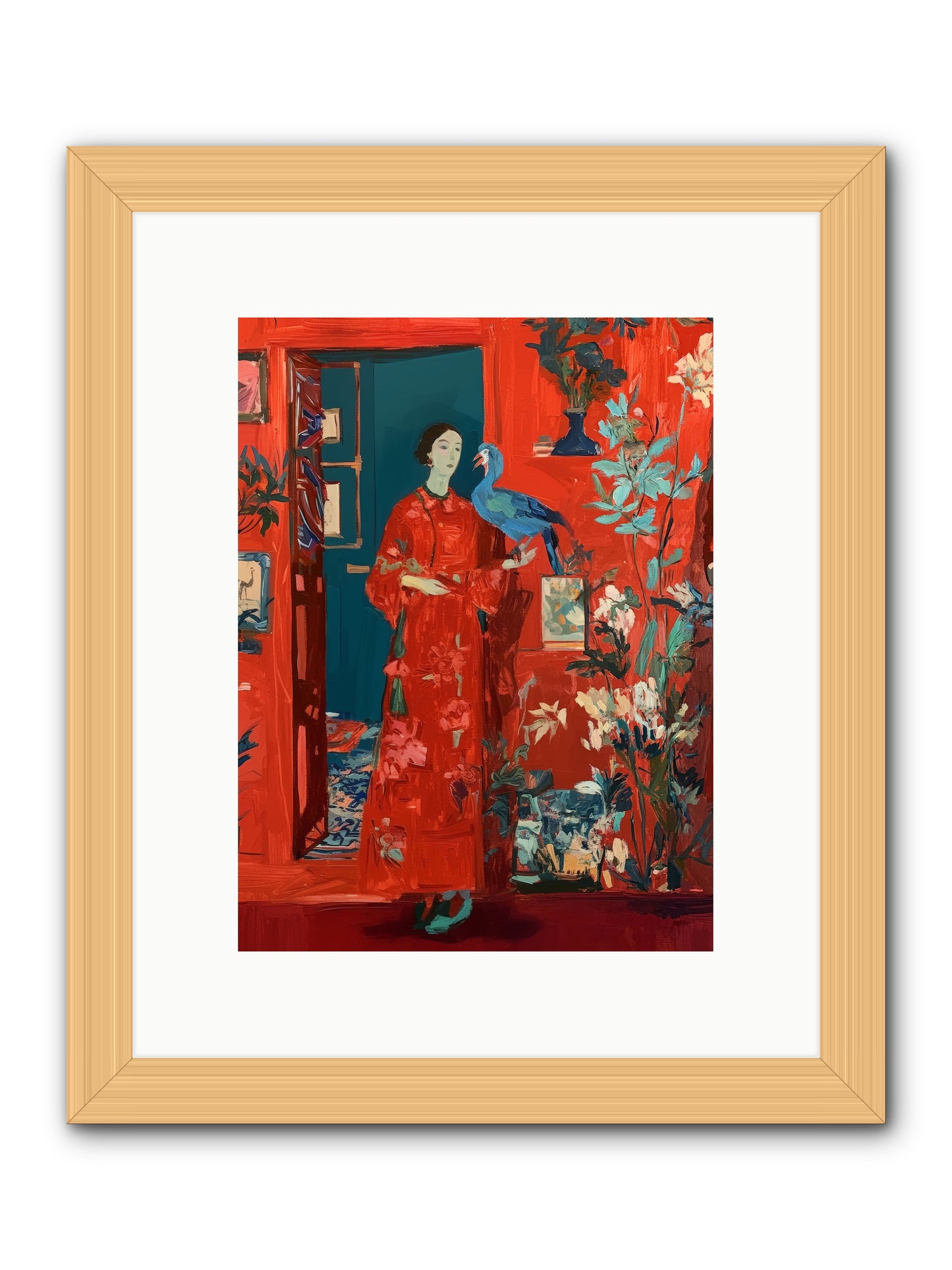 Scarlet Season -- Framed Print - Natural 9x12