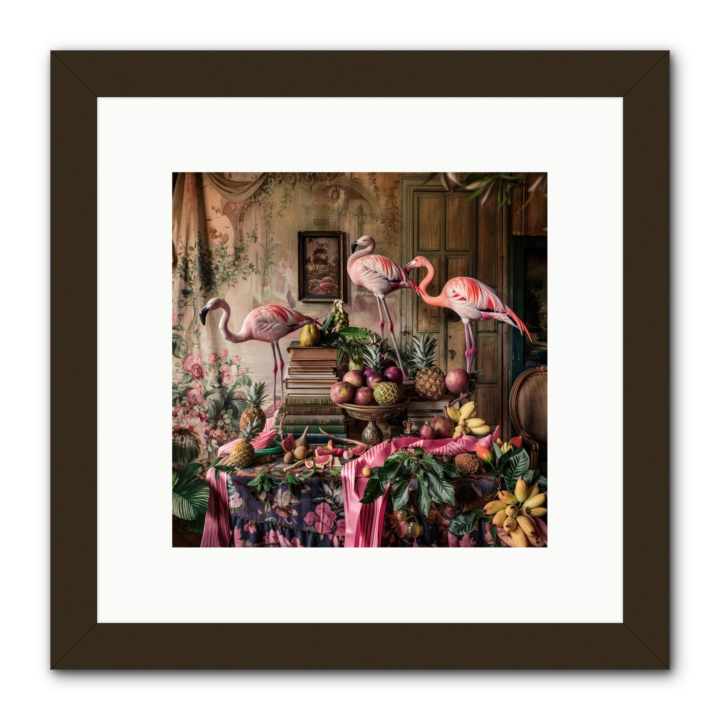 Scarlet Sentinels Of Ancient Waters -- Framed Print - Black 10x10