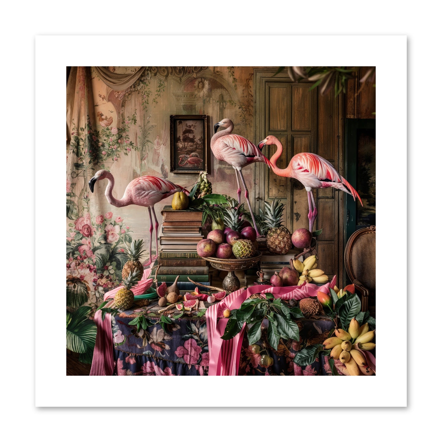 Scarlet Sentinels Of Ancient Waters -- Loose Canvas Print 10x10