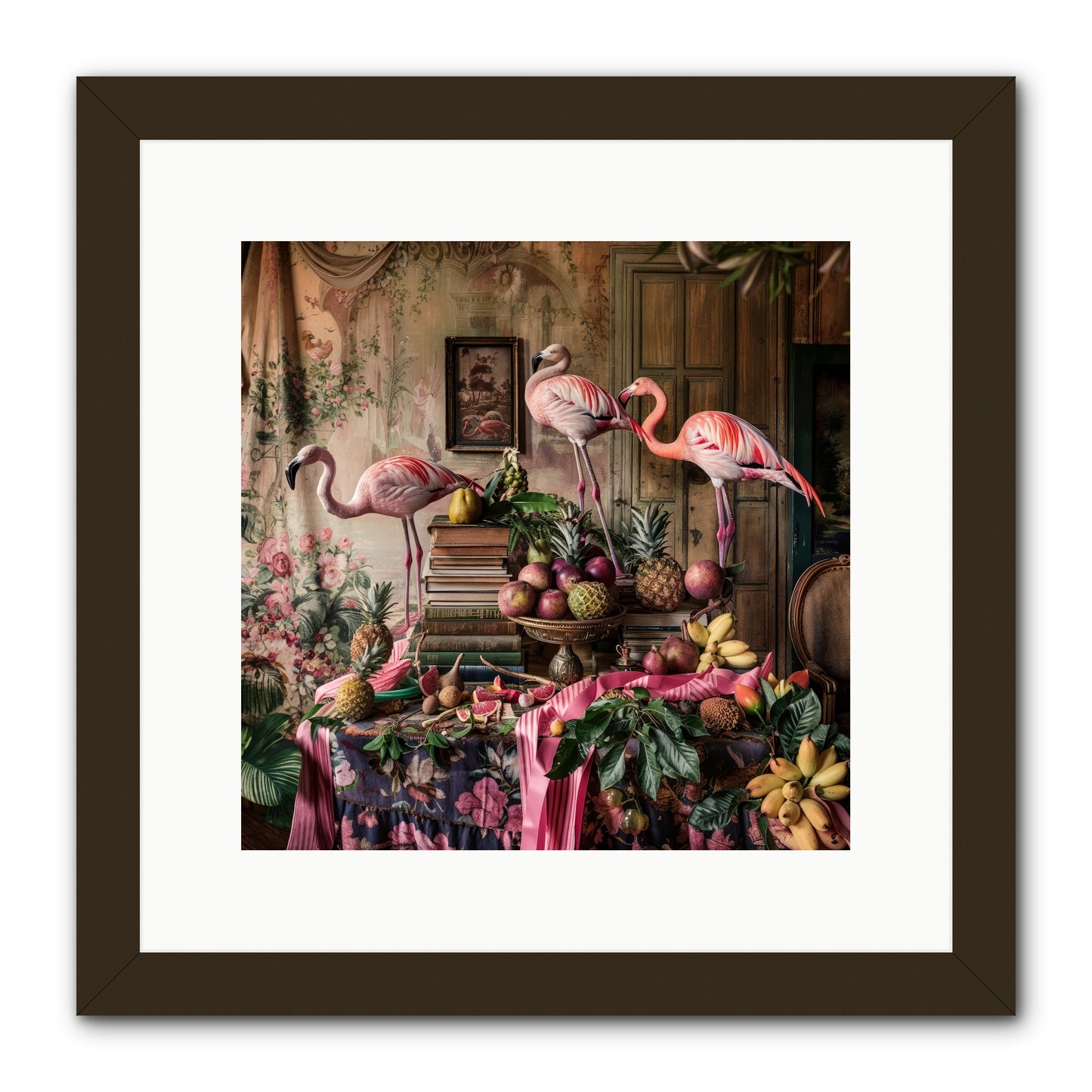 Scarlet Sentinels Of Ancient Waters -- Framed Print - Black 12x12