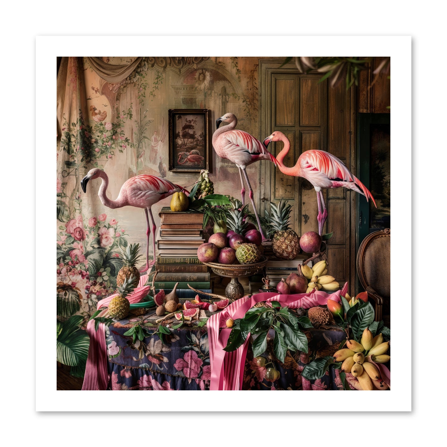 Scarlet Sentinels Of Ancient Waters -- Loose Canvas Print 16x16