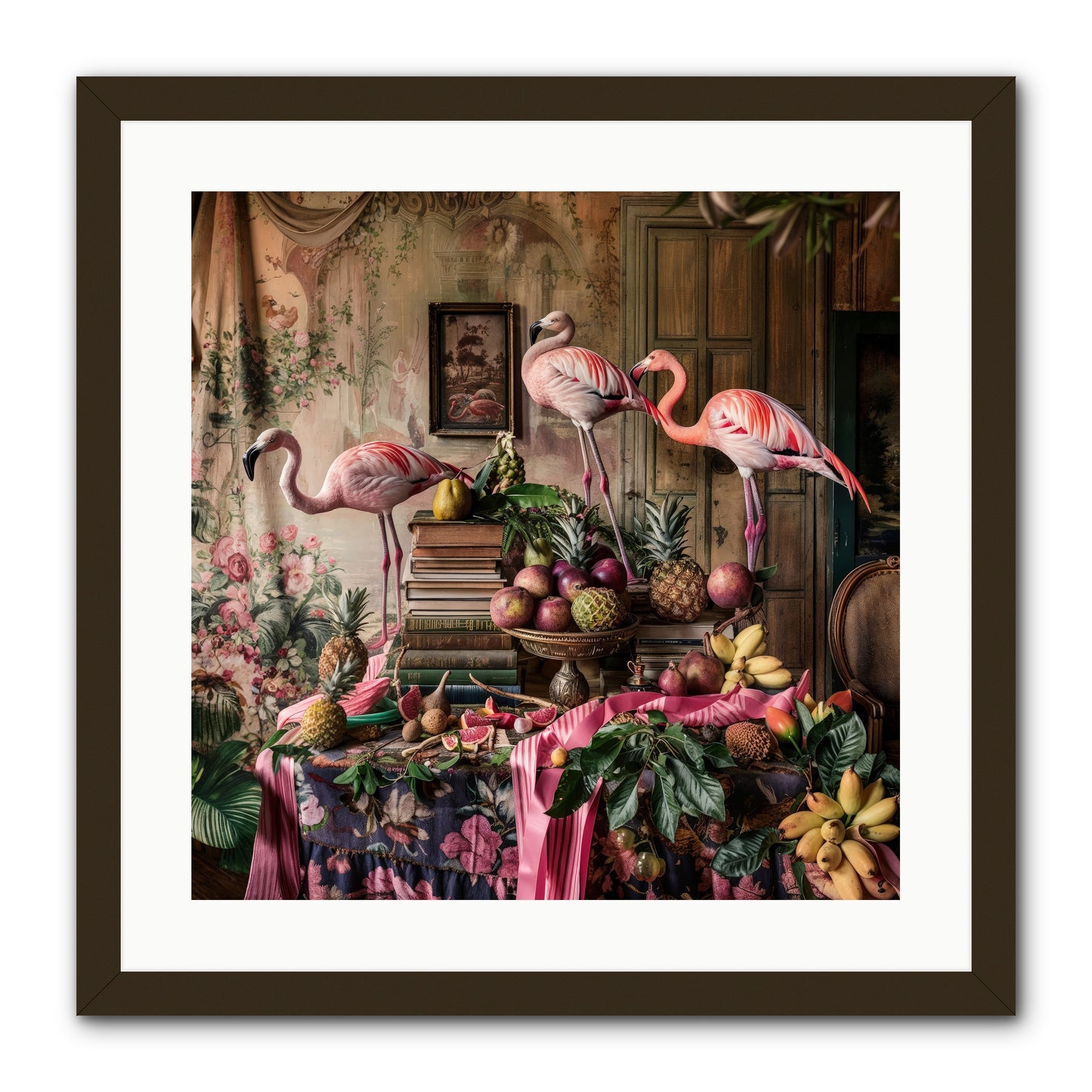 Scarlet Sentinels Of Ancient Waters -- Framed Print - Black 20x20