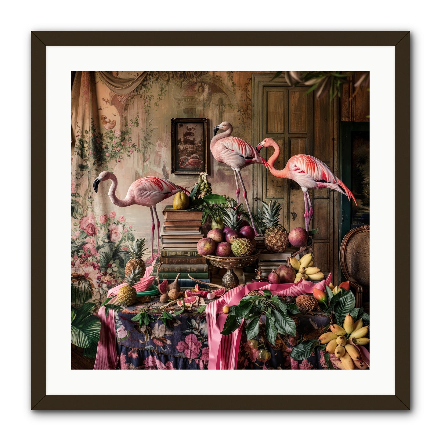 Scarlet Sentinels Of Ancient Waters -- Framed Print - Black 24x24