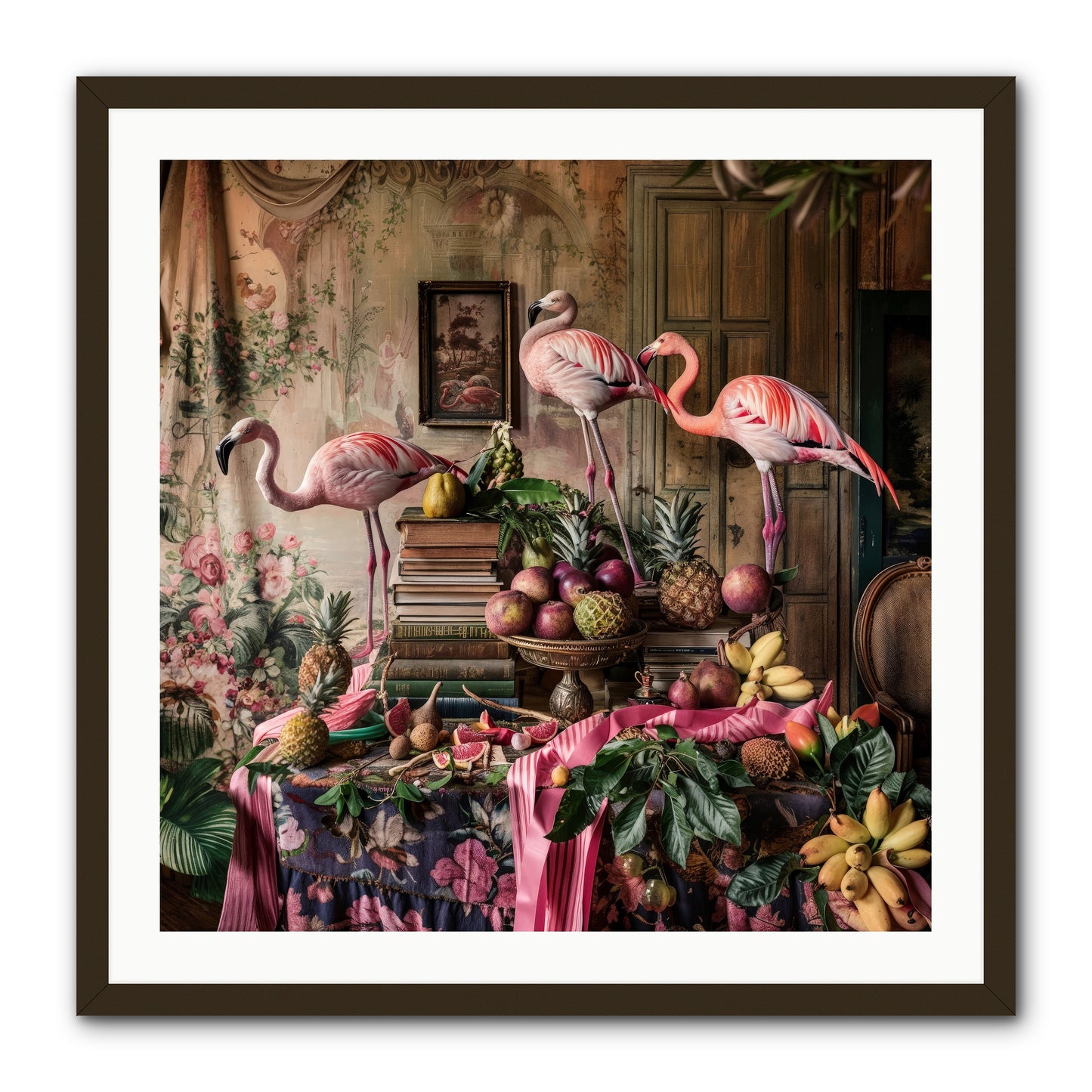 Scarlet Sentinels Of Ancient Waters -- Framed Print - Black 30x30