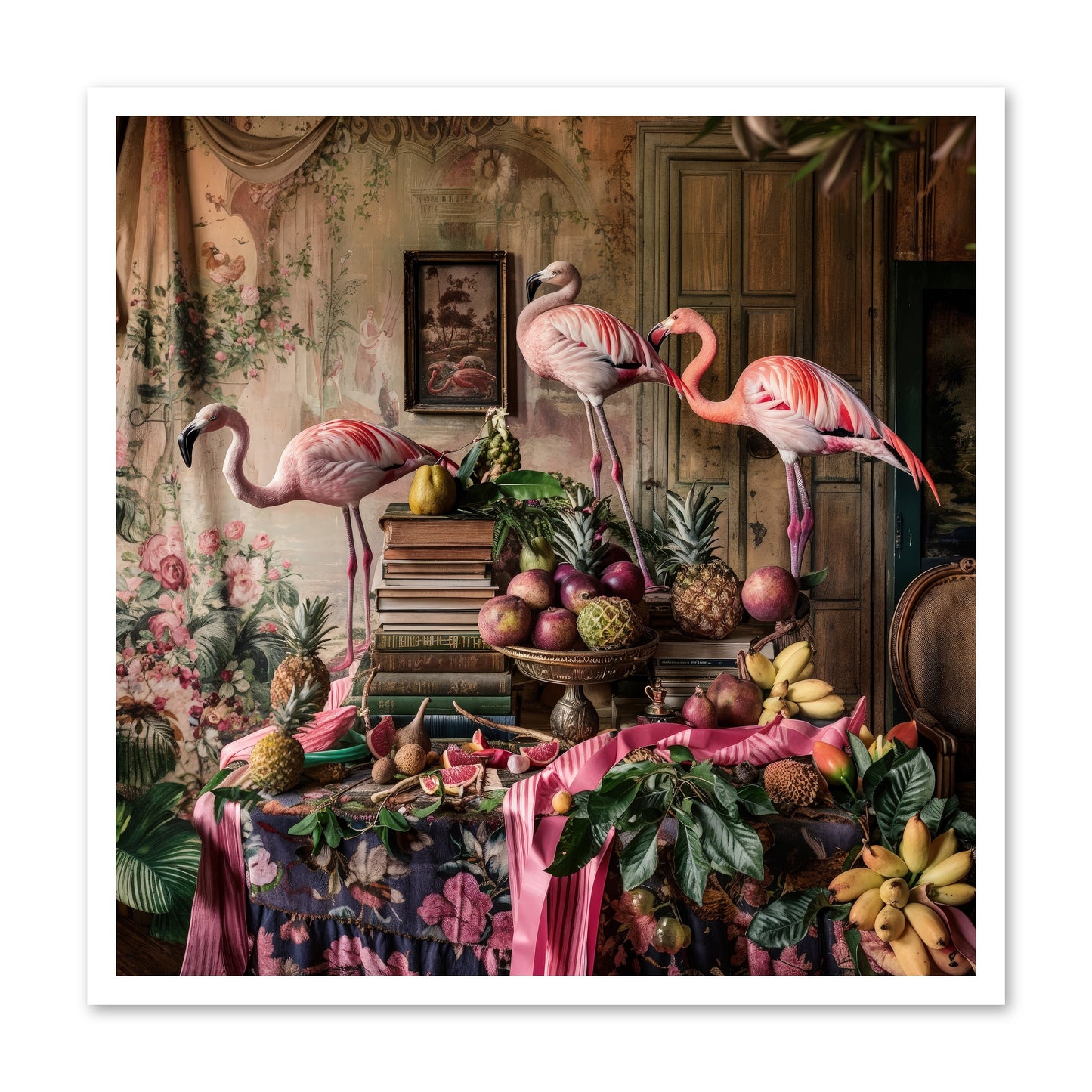 Scarlet Sentinels Of Ancient Waters -- Loose Canvas Print 30x30