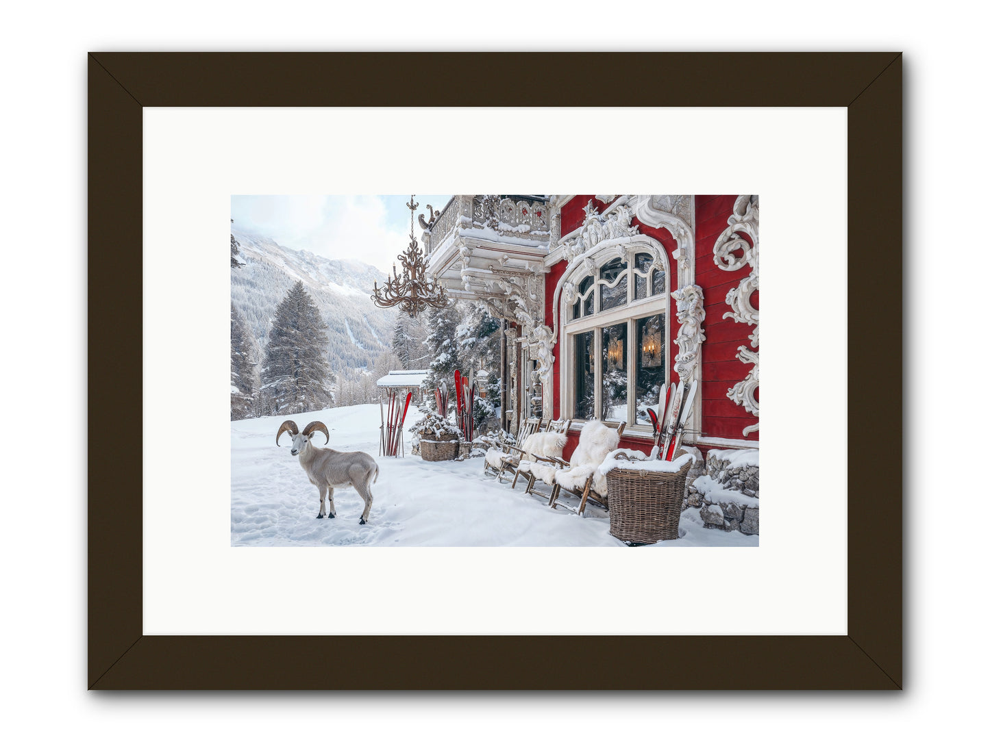Schnitzel & Sherry Chalet No.2 -- Framed Print - Black 12x8