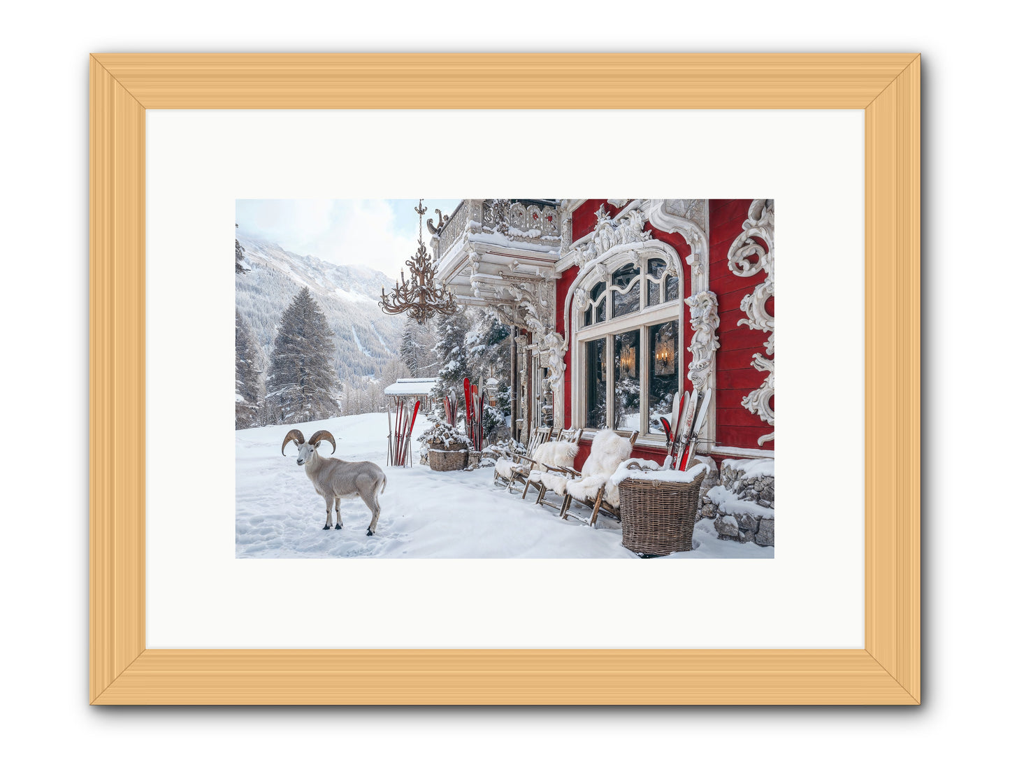 Schnitzel & Sherry Chalet No.2 -- Framed Print - Natural 12x8