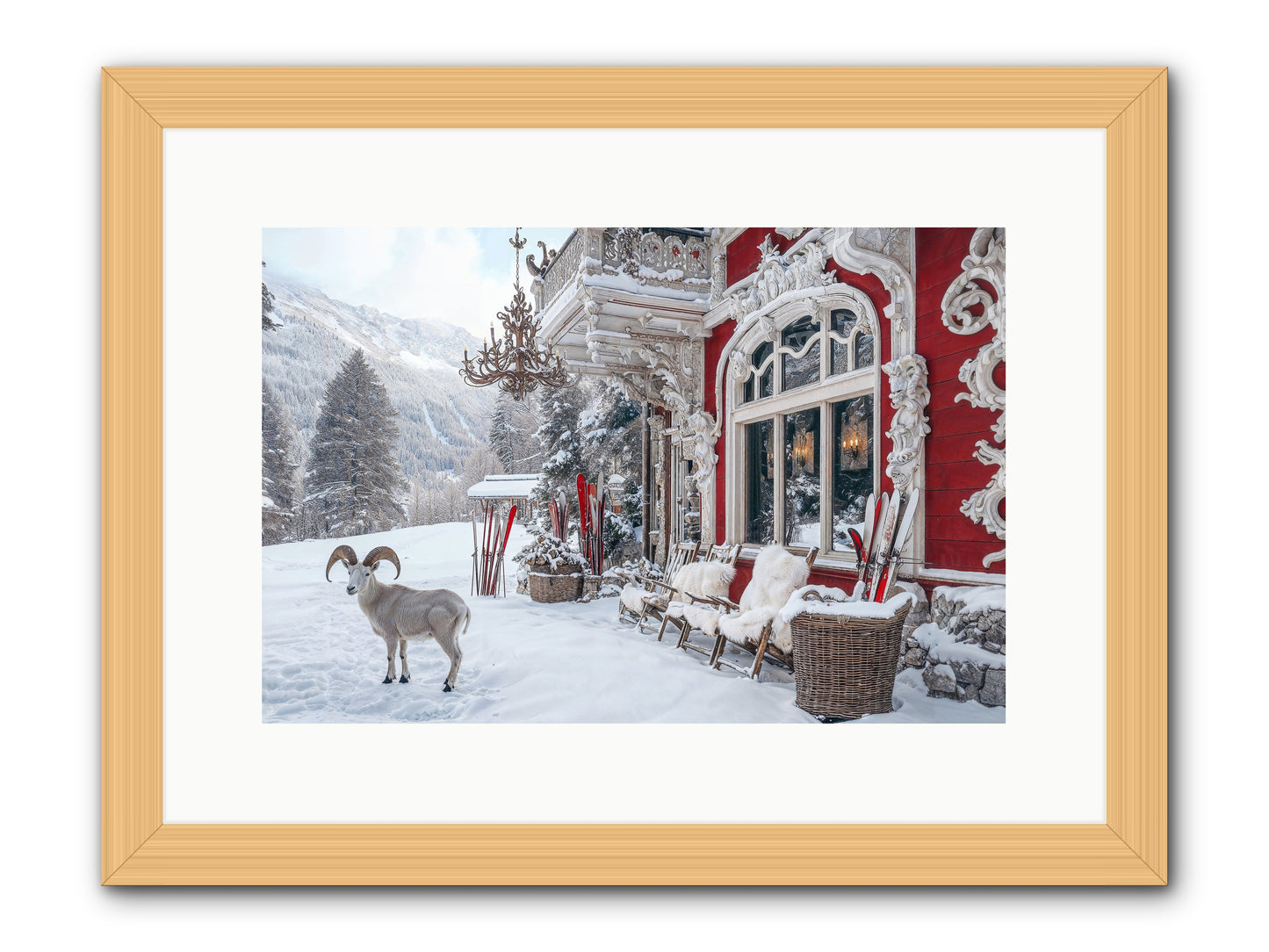 Schnitzel & Sherry Chalet No.2 -- Framed Print - Natural 15x10