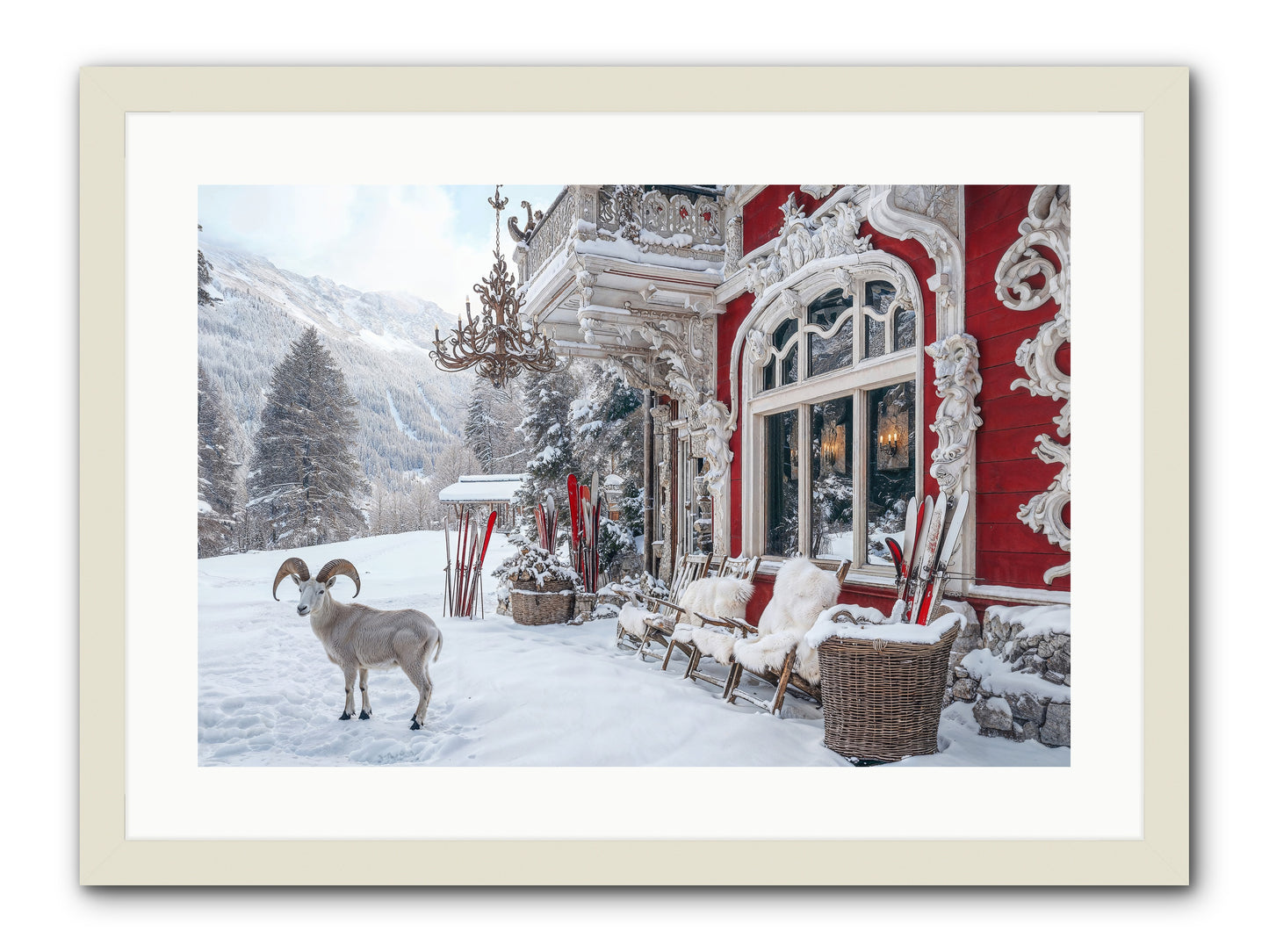 Schnitzel & Sherry Chalet No.2 -- Framed Print - White 24x16