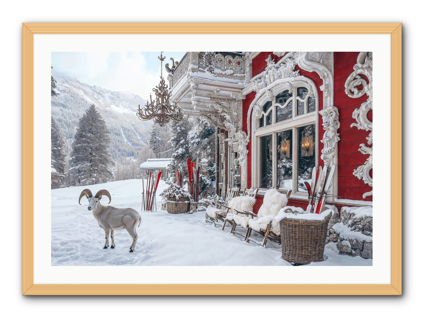 Schnitzel & Sherry Chalet No.2 -- Framed Print - Natural 36x24