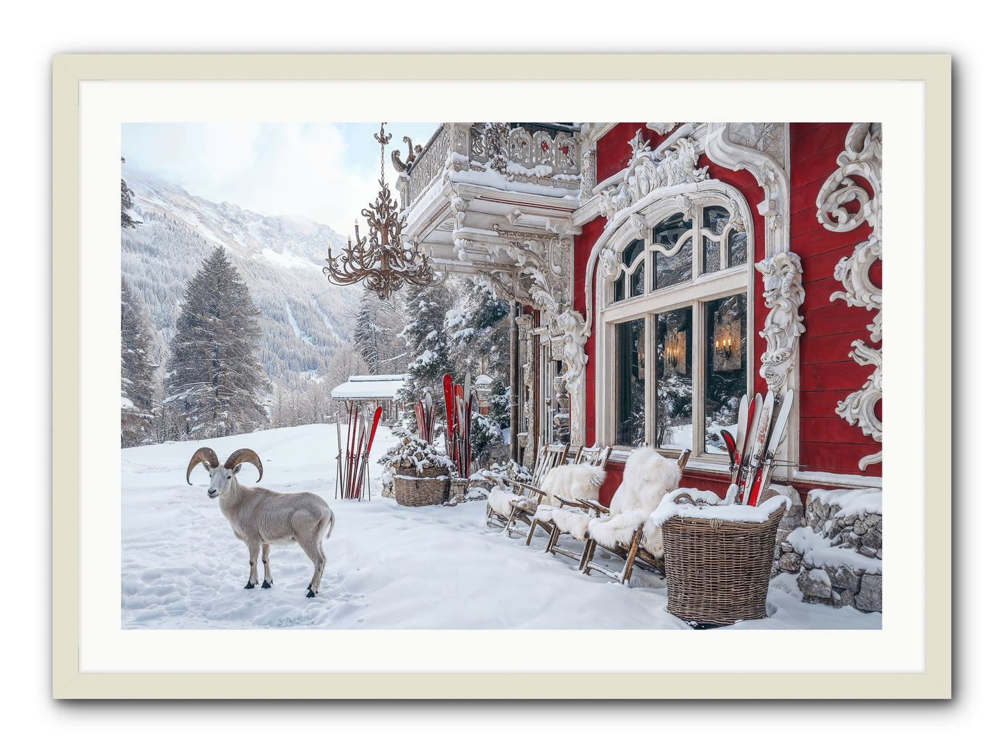 Schnitzel & Sherry Chalet No.2 -- Framed Print - White 36x24