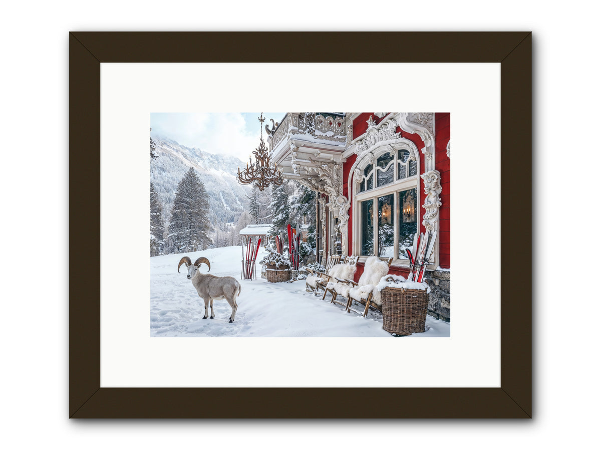 Schnitzel & Sherry Chalet No.3 -- Framed Print - Black 12x9