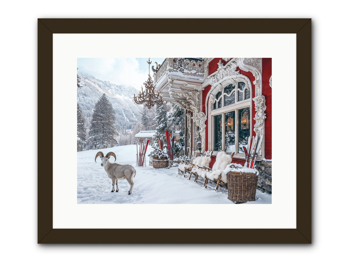 Schnitzel & Sherry Chalet No.3 -- Framed Print - Black 16x12