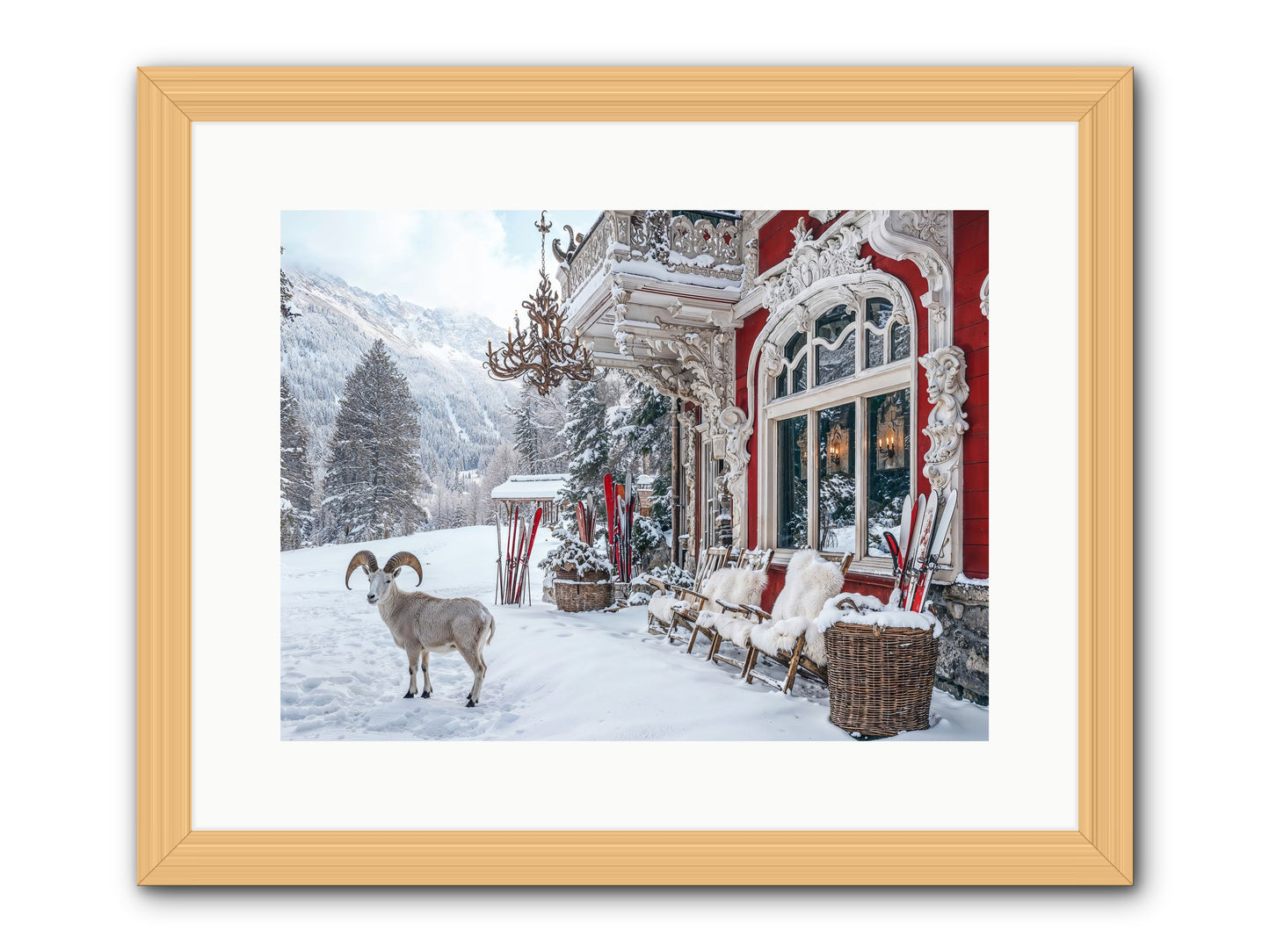 Schnitzel & Sherry Chalet No.3 -- Framed Print - Natural 16x12