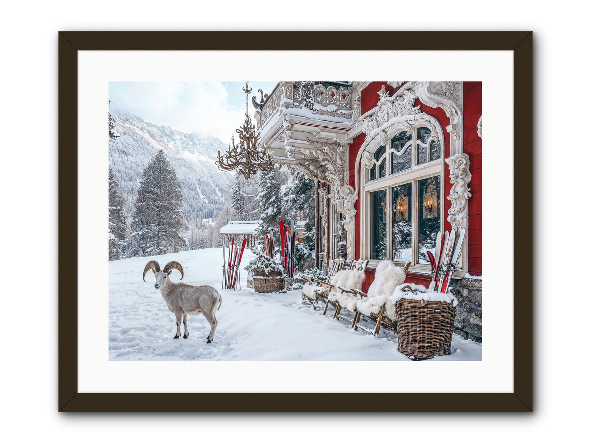 Schnitzel & Sherry Chalet No.3 -- Framed Print - Black 24x18