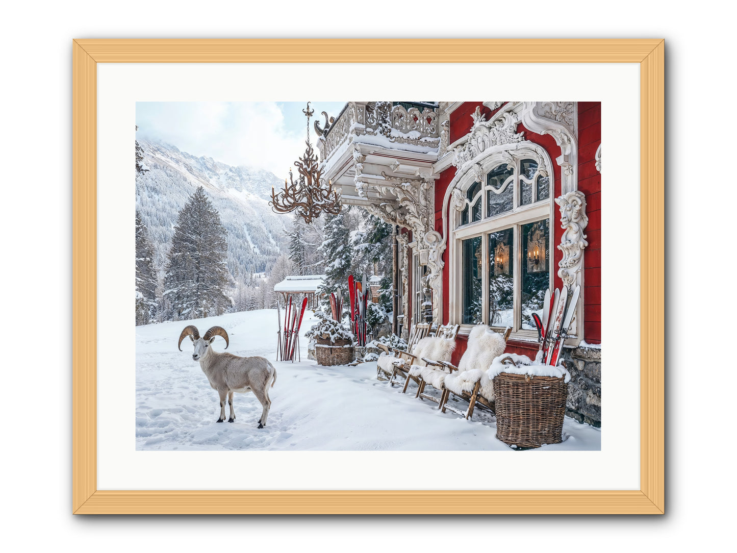 Schnitzel & Sherry Chalet No.3 -- Framed Print - Natural 24x18