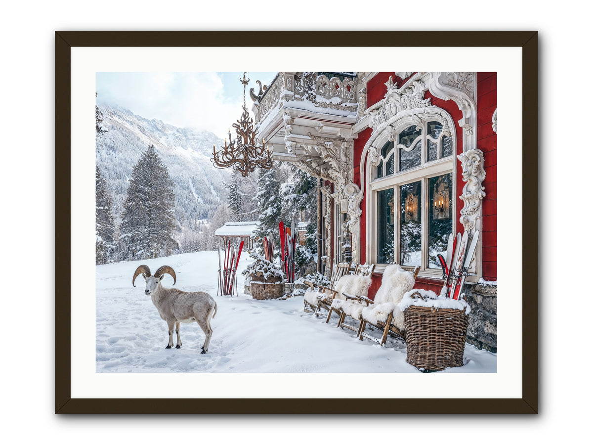 Schnitzel & Sherry Chalet No.3 -- Framed Print - Black 32x24