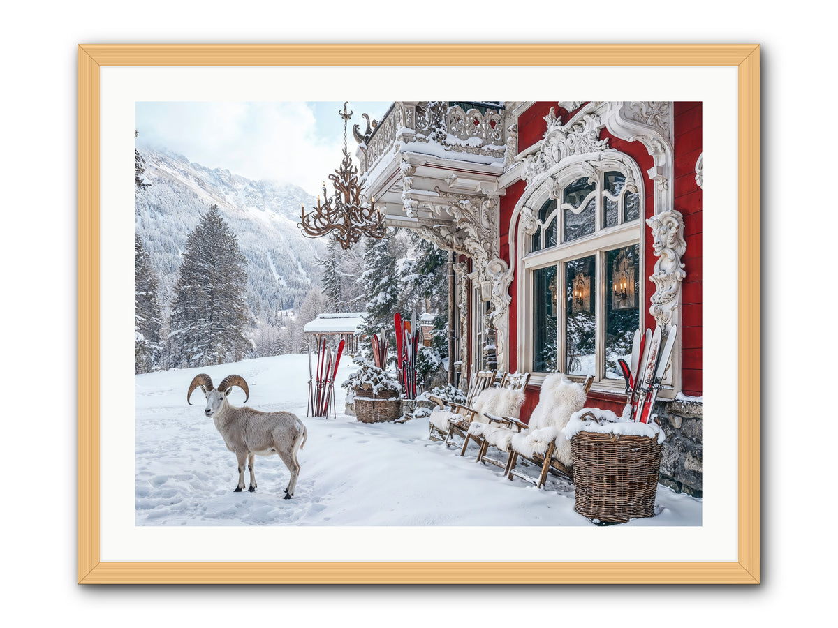 Schnitzel & Sherry Chalet No.3 -- Framed Print - Natural 32x24